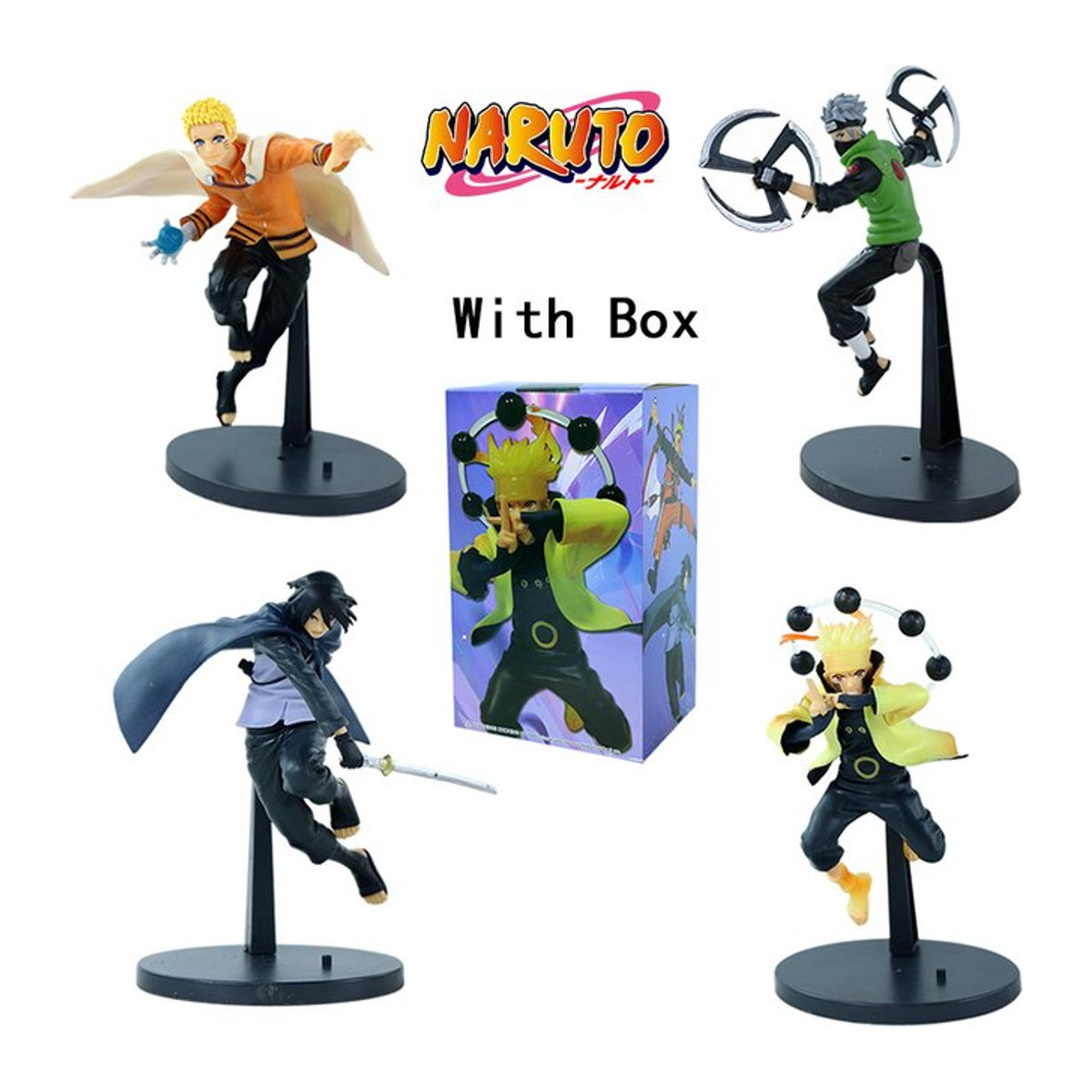 Bandai Naruto Anime Figuren Set aus PVC, Sasuke Kakashi Naruto Sammlermodelle, mehrfarbig, Höhe: 18-20 cm - Bild 1