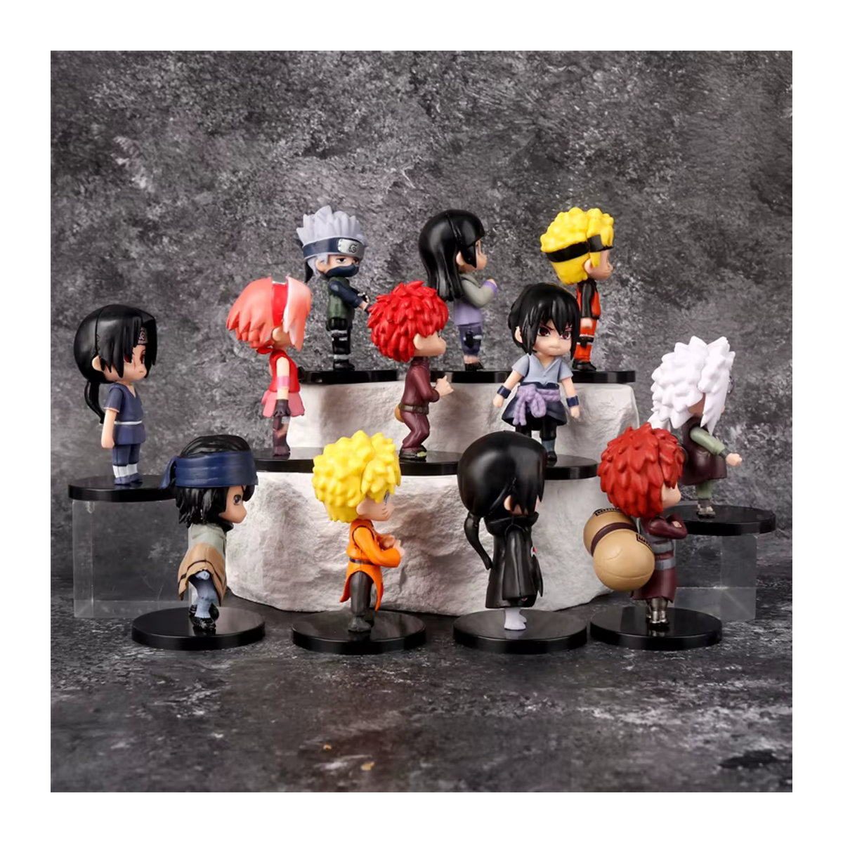 Bandai Naruto Q Version Anime Figuren Set aus 12 Teilen, mehrfarbige PVC Action Figuren mit Sasuke, Kakashi, Itachi, Gaara und Jiraiya für Kinder - Bild 2