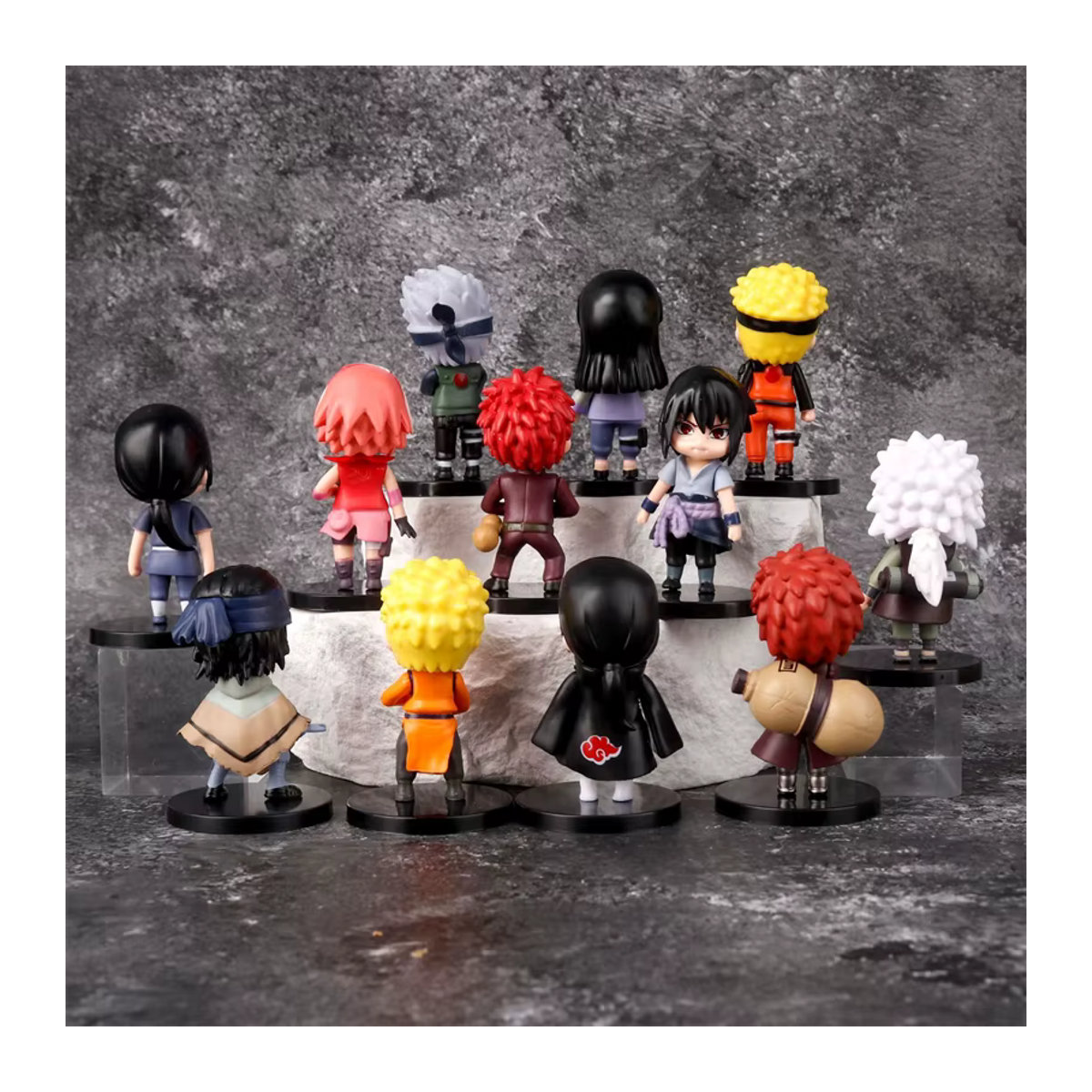 Bandai Naruto Q Version Anime Figuren Set aus 12 Teilen, mehrfarbige PVC Action Figuren mit Sasuke, Kakashi, Itachi, Gaara und Jiraiya für Kinder - Bild 3