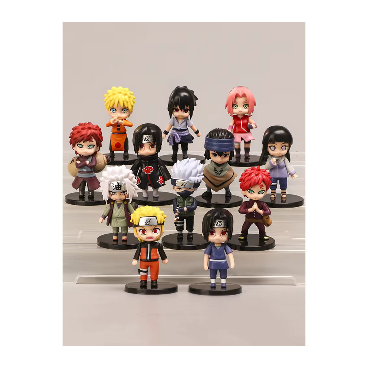 Bandai Naruto Q Version Anime Figuren Set aus 12 Teilen, mehrfarbige PVC Action Figuren mit Sasuke, Kakashi, Itachi, Gaara und Jiraiya für Kinder - Bild 5