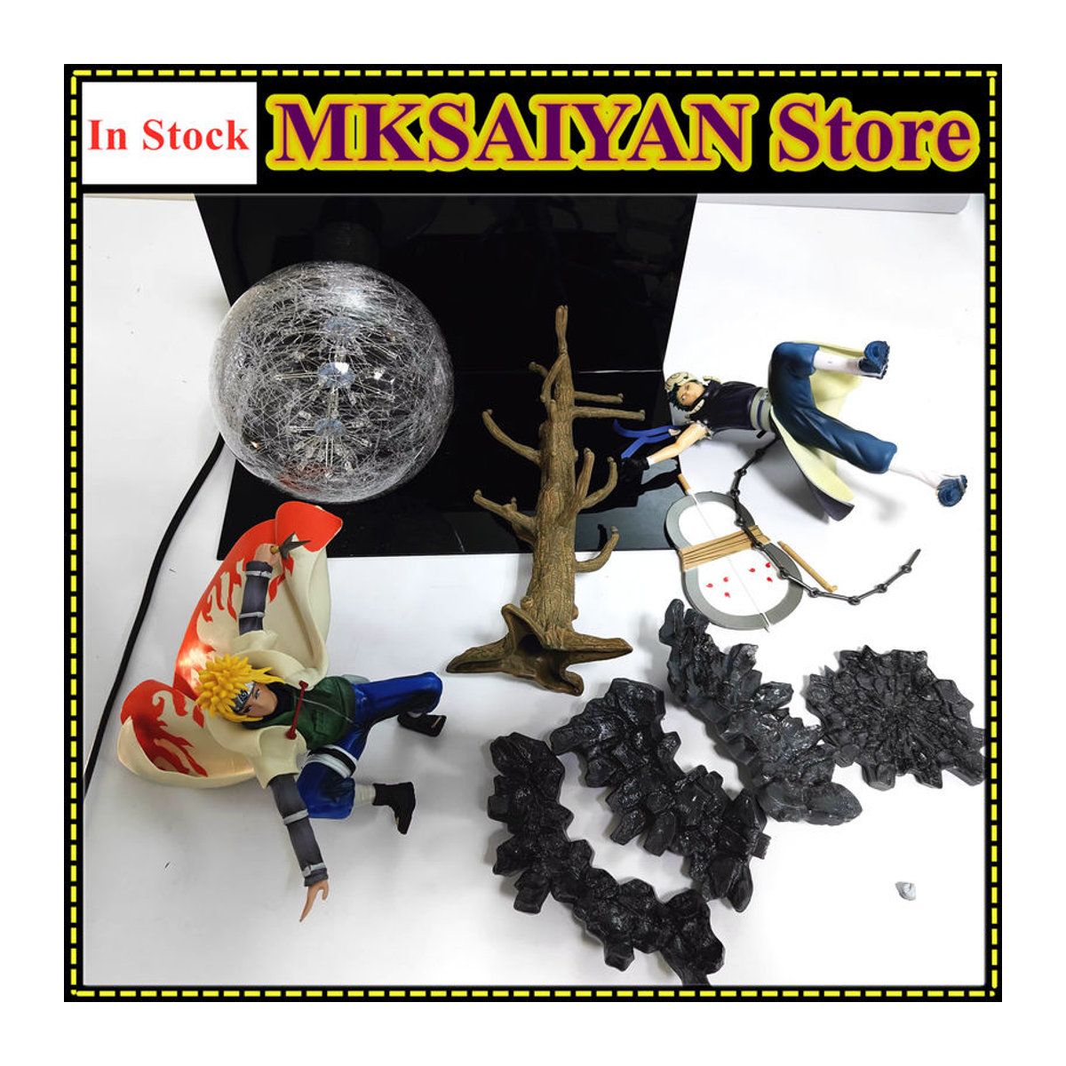 Bandai Naruto Shippuden Anime Figuren Minato Namikaze gegen Uchiha Obito als DIY Atmosphäre Licht aus Kunststoff in Weiß und Mehrfarbig - Bild 2