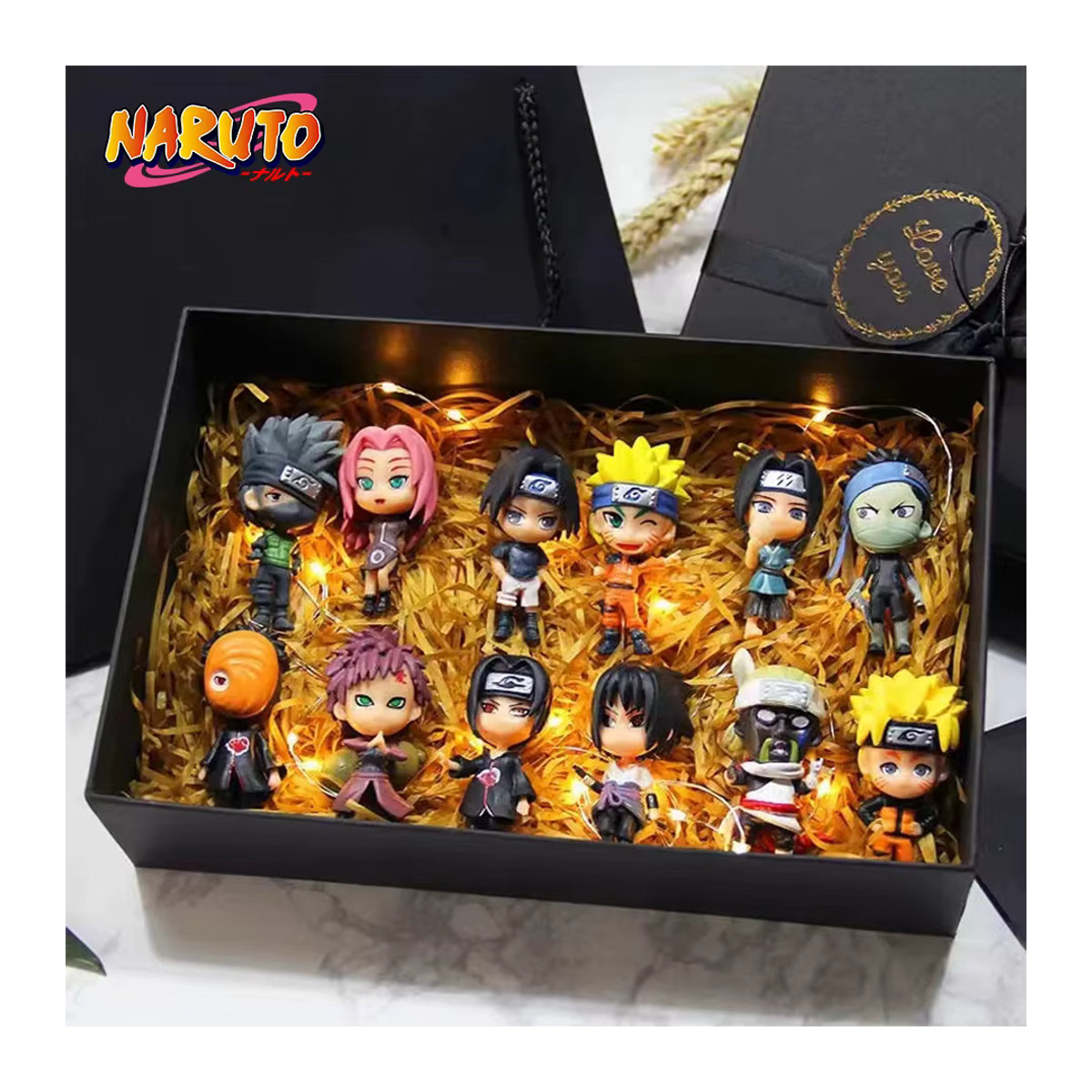 Bandai Naruto Shippuden Anime Figuren Set aus 12 Teilen, PVC Action Figuren mit Hinata, Sasuke, Itachi, Kakashi und Gaara, mehrfarbig - Bild 5
