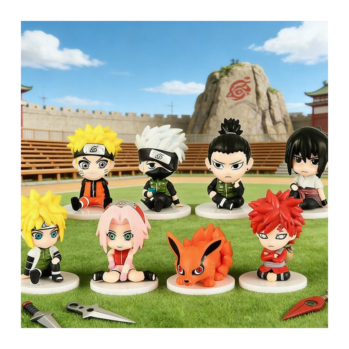 Bandai Naruto Shippuden Anime Figuren Set aus 8 Teilen, Q Version PVC Action Figuren, mehrfarbig - Bild 1