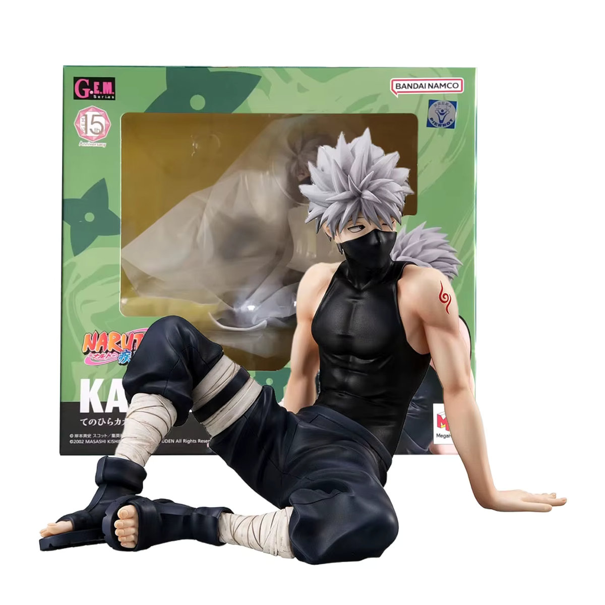 Bandai Naruto Shippuuden Hatake Kakashi Anime Figur in sitzender Position, Schwarz, Höhe: 9 cm - Bild 3