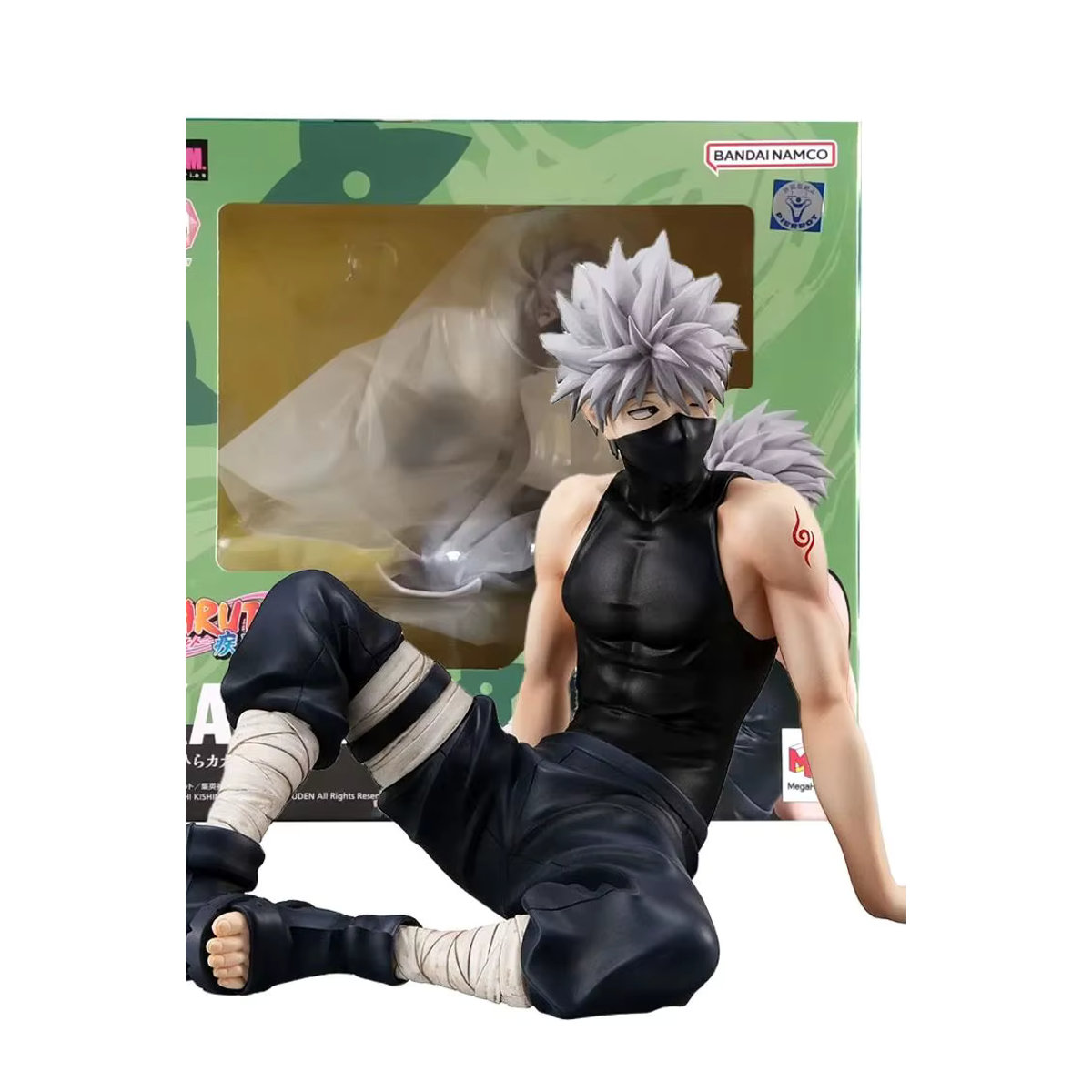 Bandai Naruto Shippuuden Hatake Kakashi Anime Figur in sitzender Position, Schwarz, Höhe: 9 cm - Bild 6