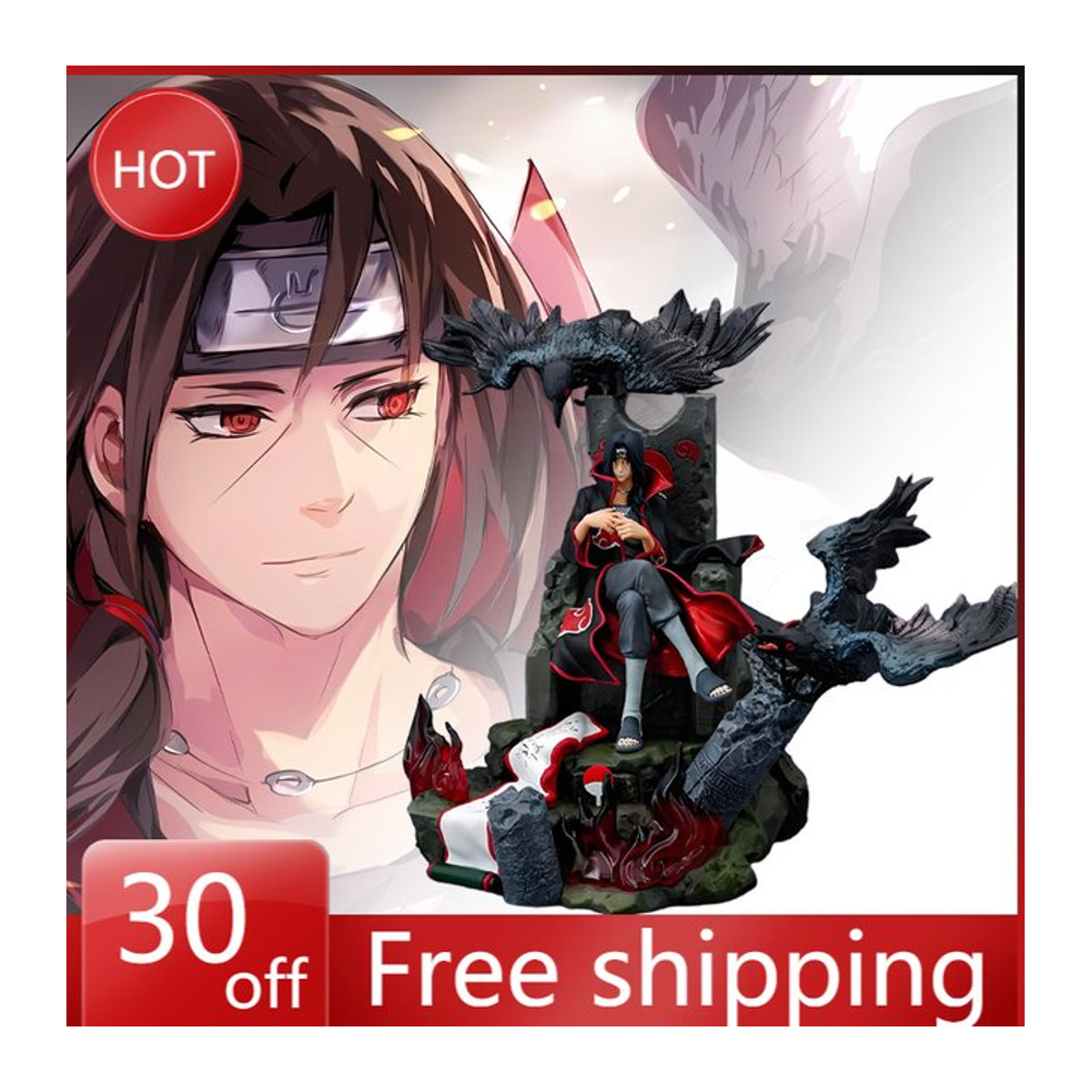 Bandai Naruto Uchiha Itachi Anime Figur auf Thron, Schwarz, Höhe: 22 cm - Bild 1