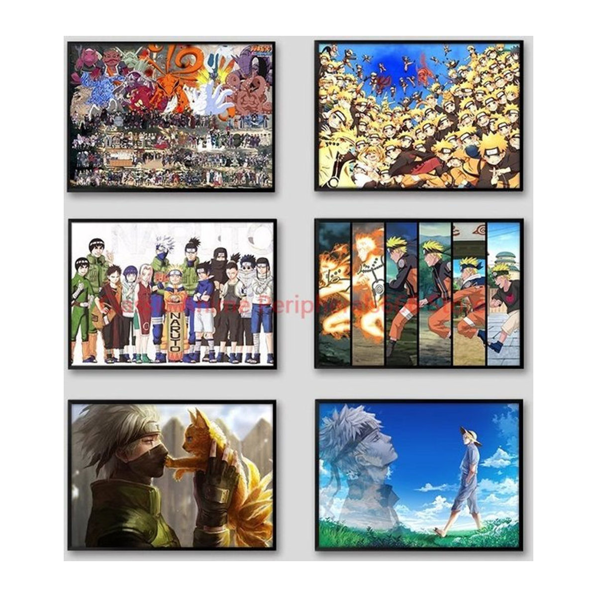 Bandai Naruto und Sasuke Anime Wandbild im Querformat, mehrfarbiges Porträt-Poster zum Aufhängen für Kinderzimmer und Schlafzimmer - Bild 1