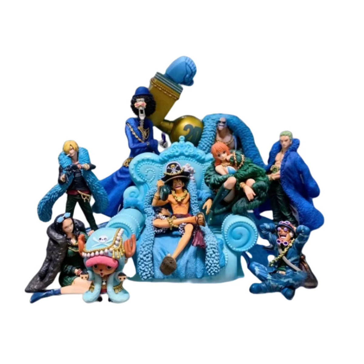 Bandai One Piece 20th Anniversary Action Figuren aus PVC in Blau für Ruffy, Zoro, Sanji, Chopper und Nami - Bild 3