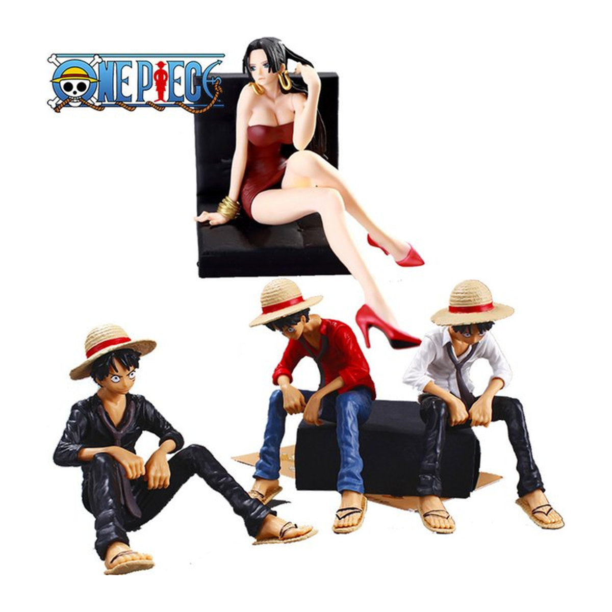 Bandai One Piece Actionfiguren Ornament Ruffy und Hancock als dekorative Cartoon Figuren aus Kunststoff, mehrfarbig - Bild 1