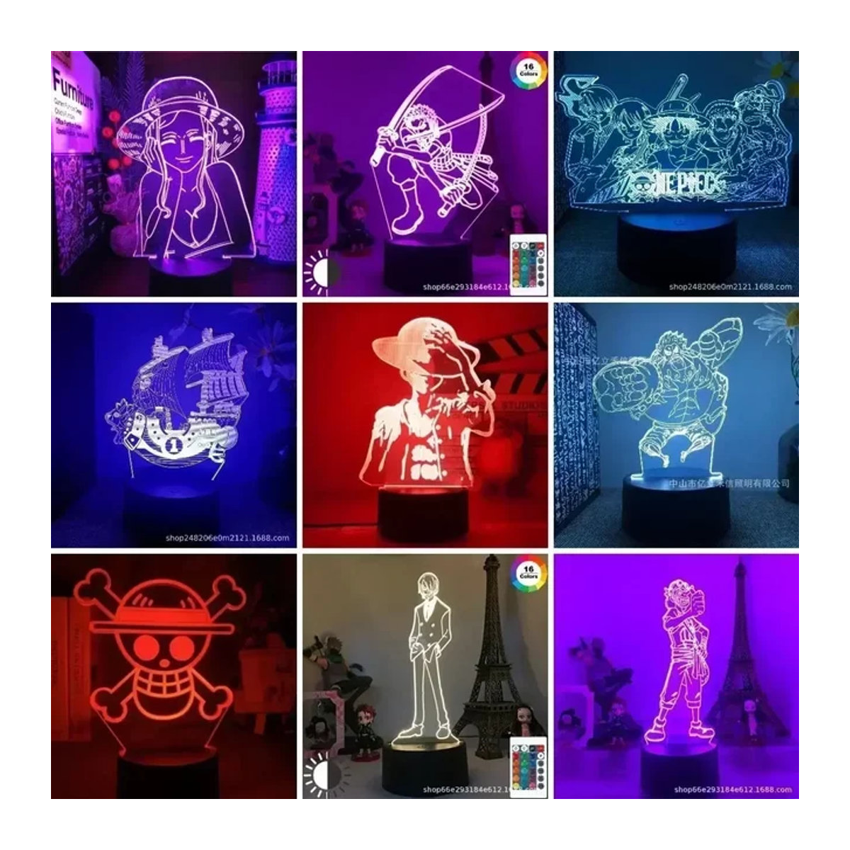 Bandai One Piece Anime 3D LED Nachtlicht mit Farbwechsel in Bunt - Bild 1