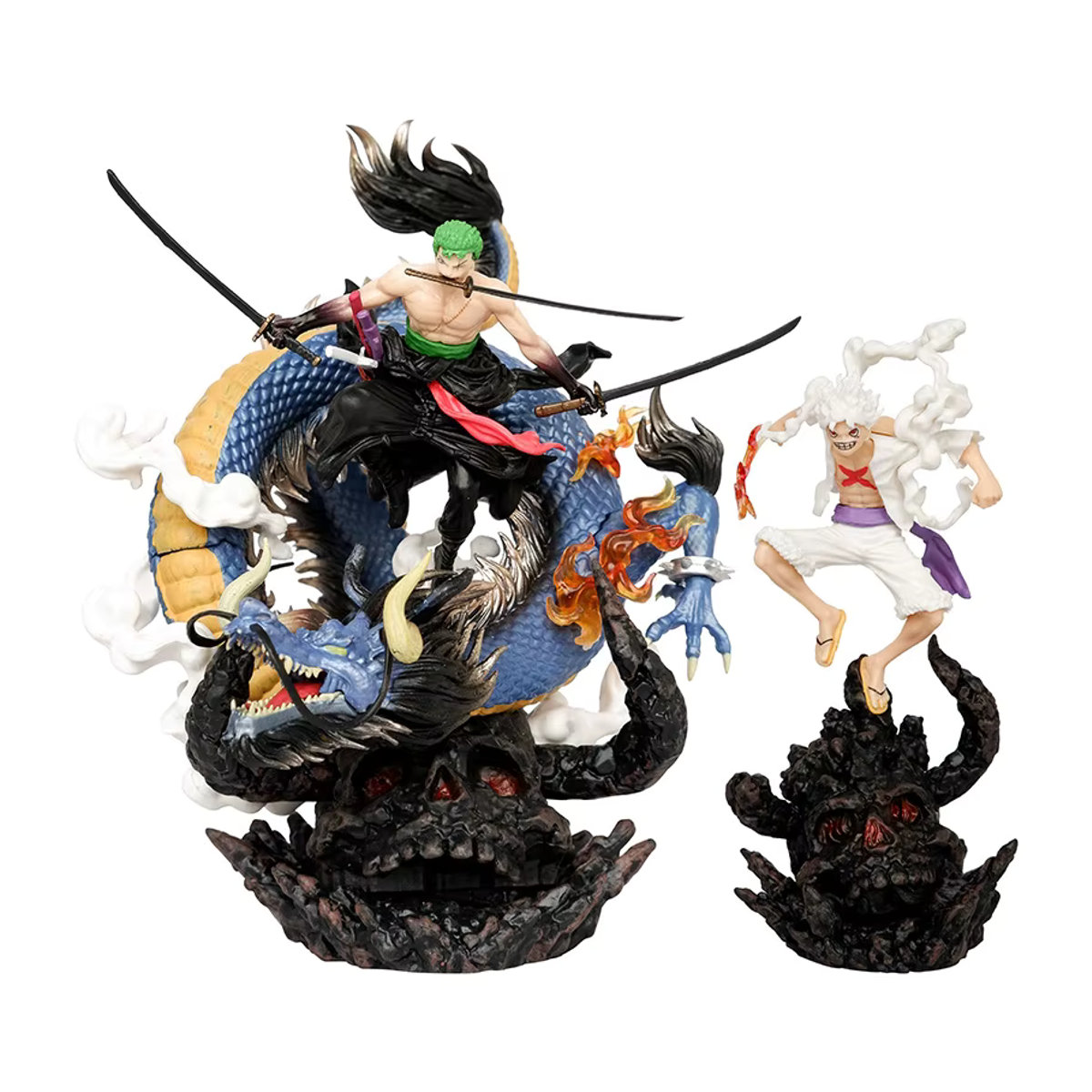 Bandai One Piece Anime Figur Dreamy Zoro Nika Luffy Ghost Island Statue in Schwarz und Gold, Höhe: 23 cm - Bild 1