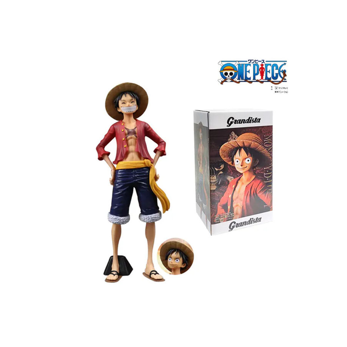 Bandai One Piece Anime-Figur Luffy mit drei wechselbaren Gesichtern, mehrfarbige Actionfigur aus Kunststoff für deine Dekoration - Bild 7