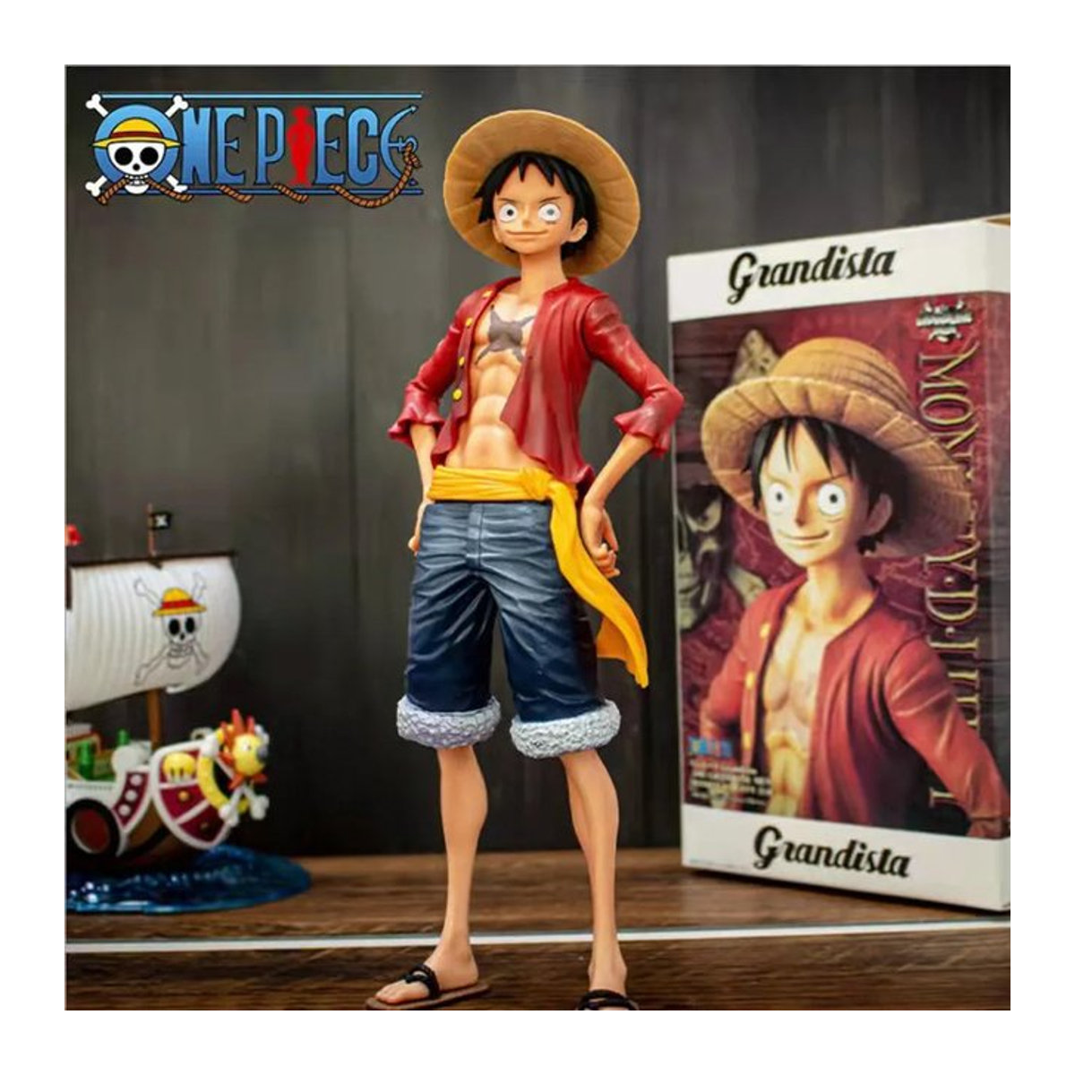 Bandai One Piece Anime-Figur Luffy mit drei Wechselgesichtern, mehrfarbige Actionfigur aus Kunststoff - Bild 1
