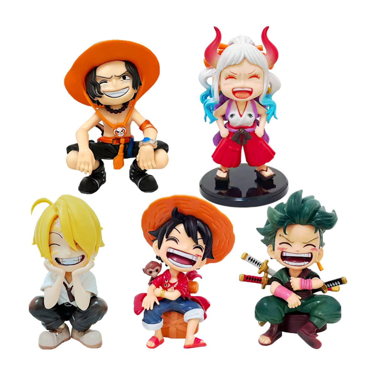 Bandai One Piece Anime Figur Luffy und Ace Q Version aus PVC, mehrfarbig - Bild 2