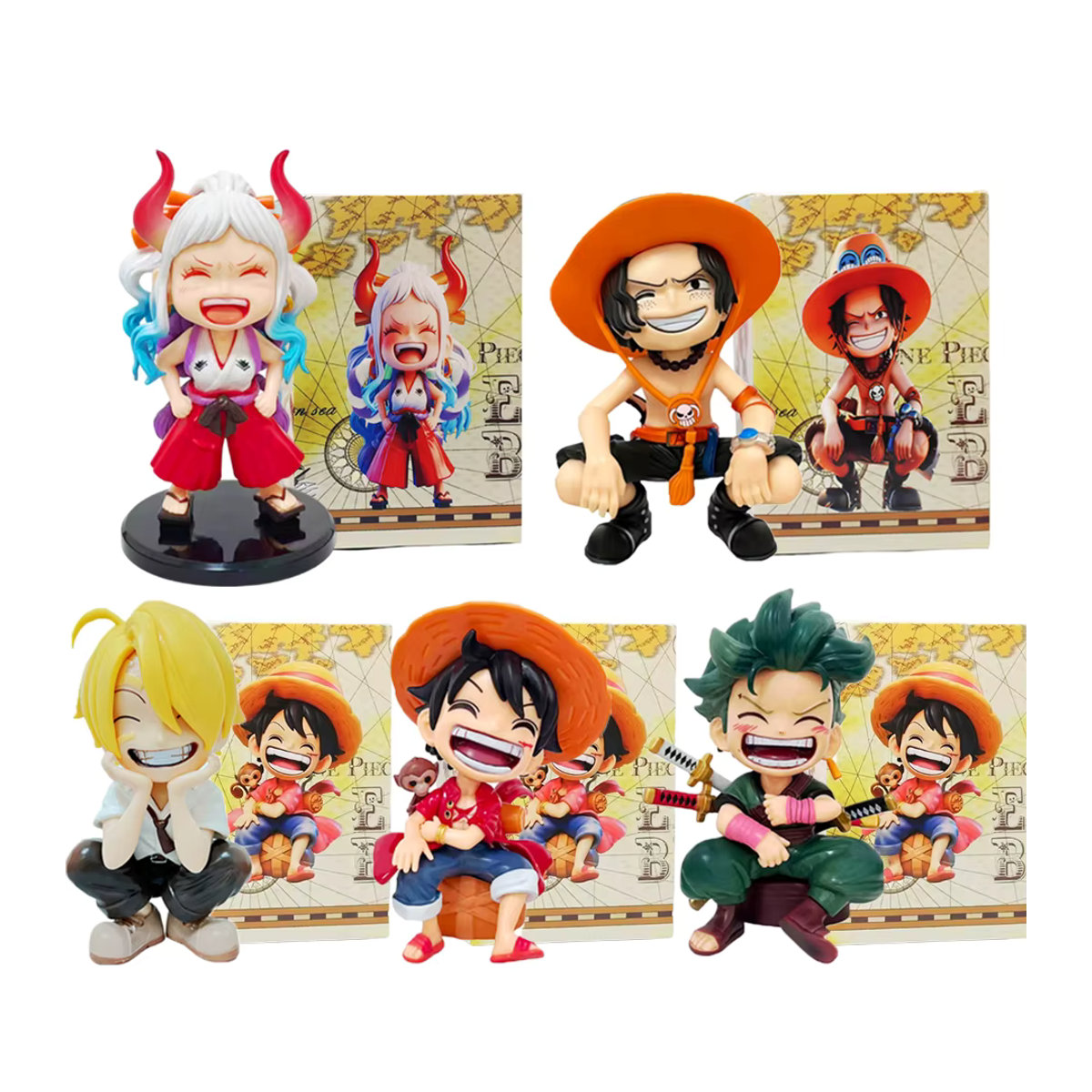 Bandai One Piece Anime Figur Luffy und Ace Q Version aus PVC, mehrfarbig - Bild 4