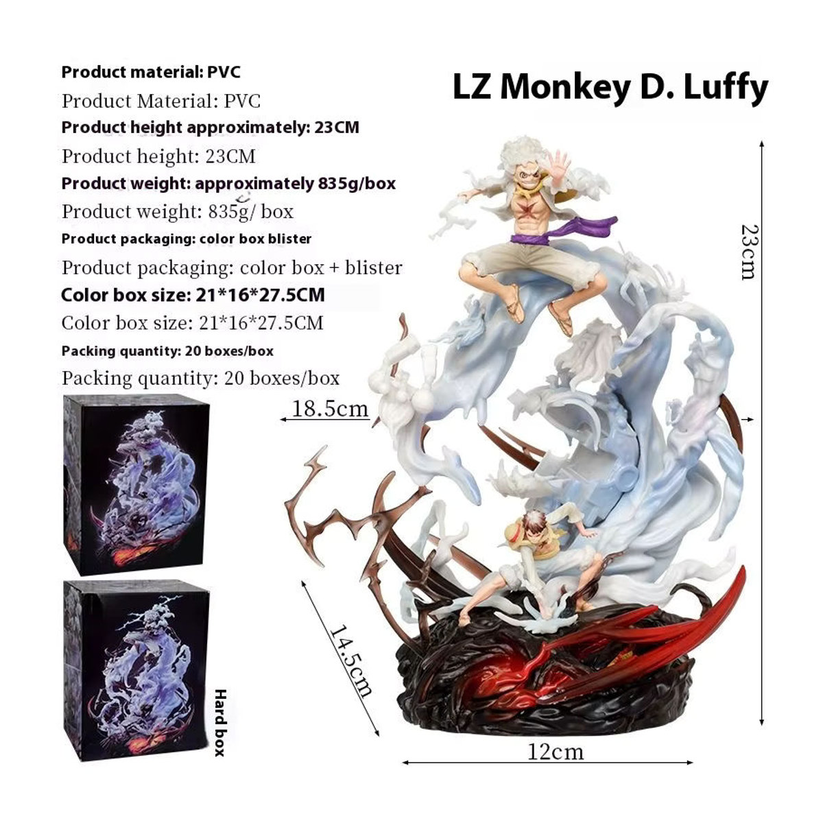 Bandai One Piece Anime Figur Monkey D. Luffy Gear 5 Nika Sonnengott Modellstatue mehrfarbig - Bild 6