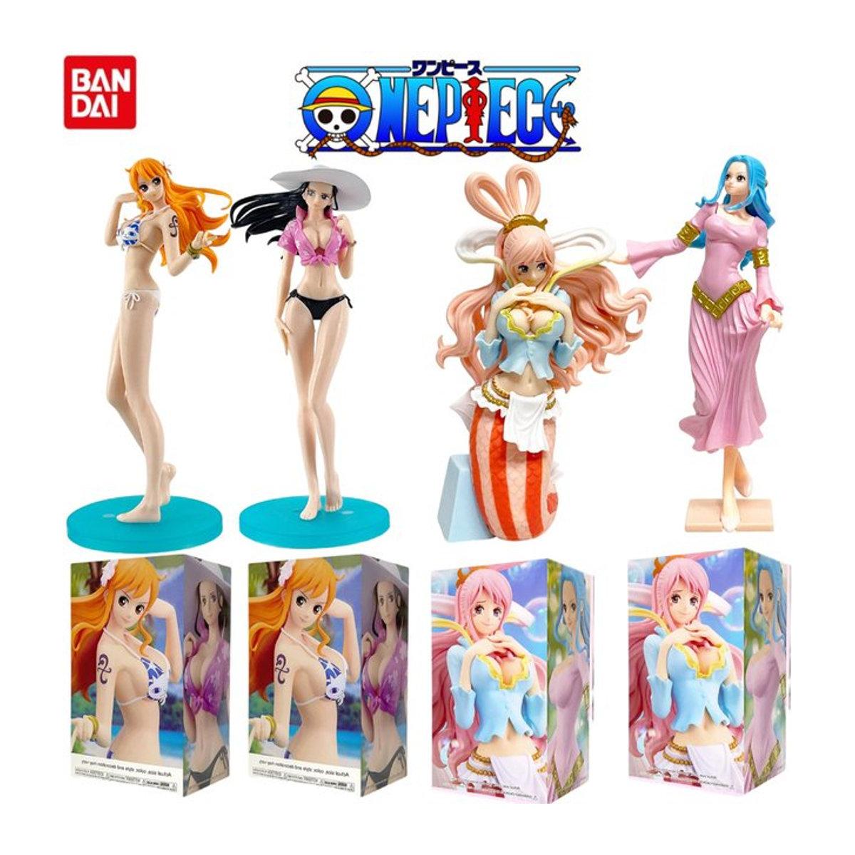 Bandai One Piece Anime-Figur Nami Shirahoshi Nico Robin Nefertari Vivi Action-Modell aus Kunststoff, mehrfarbig - Bild 1