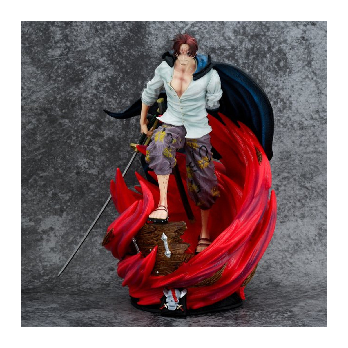 Bandai One Piece Anime Figur Rothaariger Shanks Vier Kaiser Messer Ziehen Szene, mehrfarbig, Höhe: 36 cm - Bild 1
