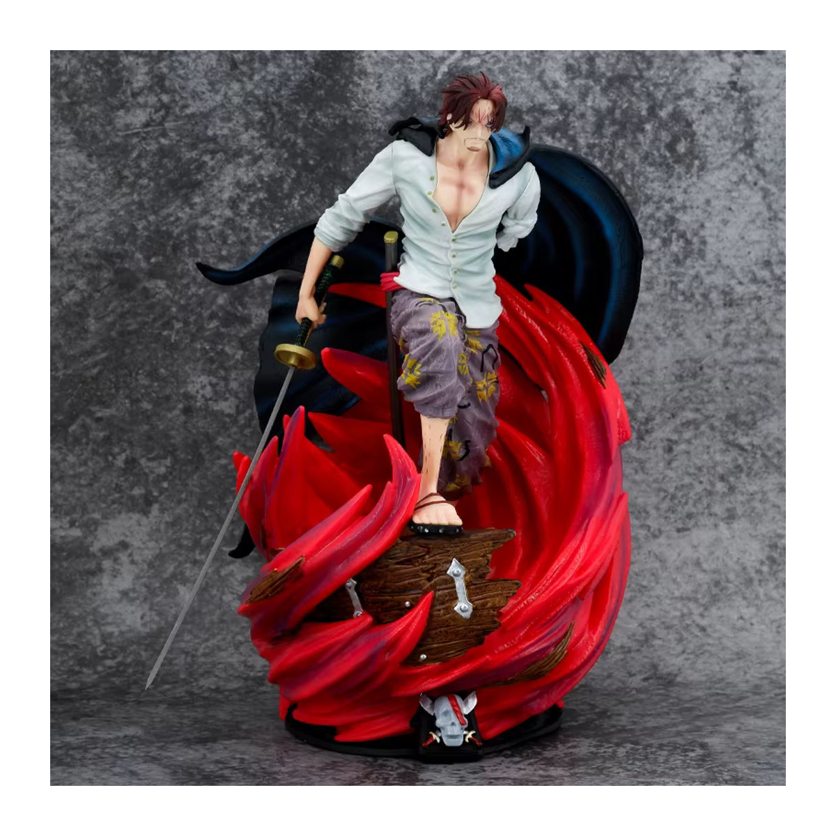 Bandai One Piece Anime Figur Rothaariger Shanks Vier Kaiser Messer Ziehen Szene, mehrfarbig, Höhe: 36 cm - Bild 2