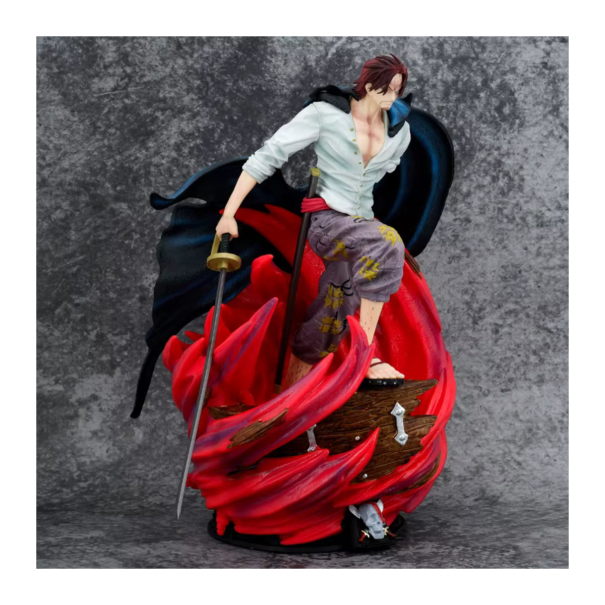 Bandai One Piece Anime Figur Rothaariger Shanks Vier Kaiser Messer Ziehen Szene, mehrfarbig, Höhe: 36 cm - Bild 3
