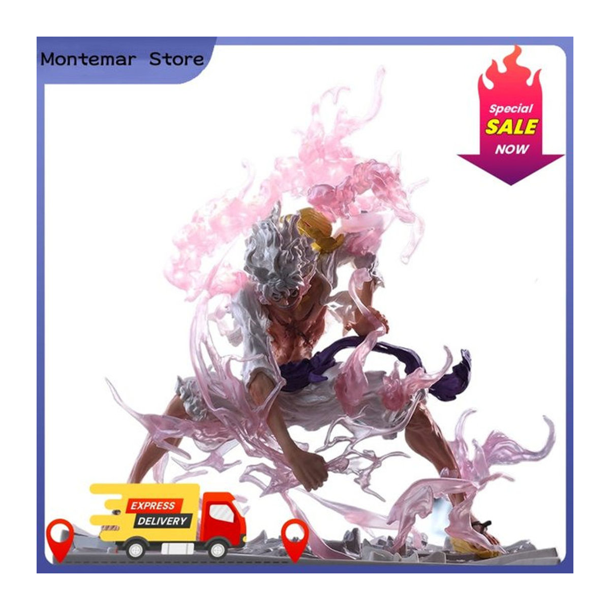Bandai One Piece Anime Figur Ruffy Gear 5 GK Eisen Vorhang Modell mit Doppelkopf-Ersatzszene in Mehrfarbig - Bild 1