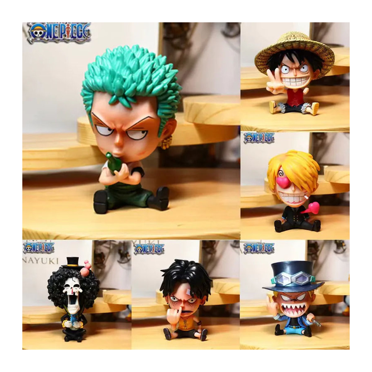 Bandai One Piece Anime Figuren Luffy und Roronoa Zoro Q-Edition Kawaii PVC Modell aus Kunststoff mehrfarbig - Bild 1