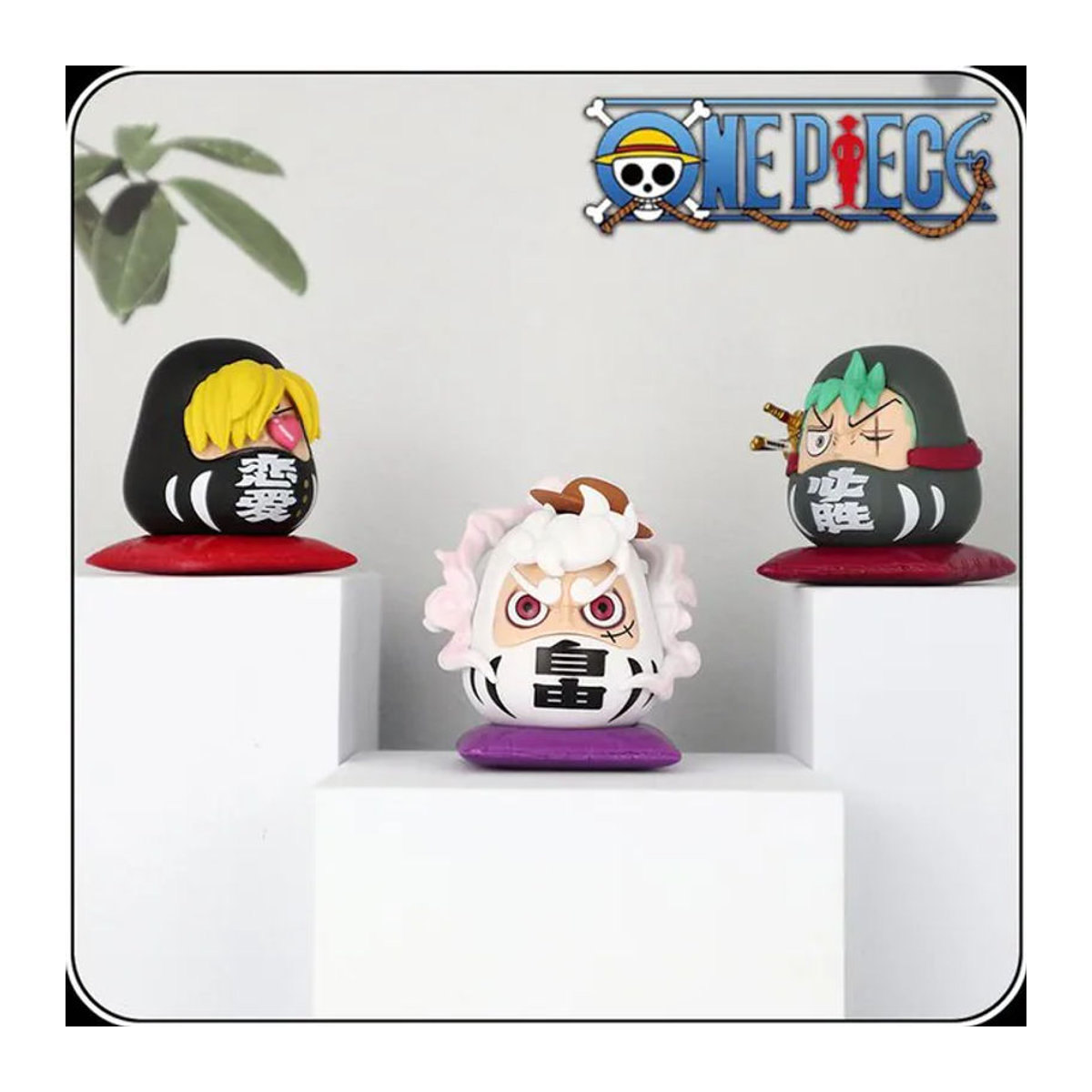Bandai One Piece Anime Figuren Q-Version Nika Luffy Zoro Sanji Nami PVC Statue Modell Spielzeug, mehrfarbig, Höhe: 6 cm - Bild 1