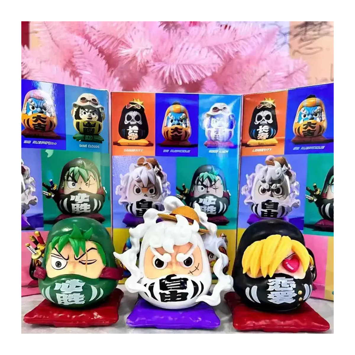 Bandai One Piece Anime Figuren Q-Version Nika Luffy Zoro Sanji Nami PVC Statue Modell Spielzeug, mehrfarbig, Höhe: 6 cm - Bild 2