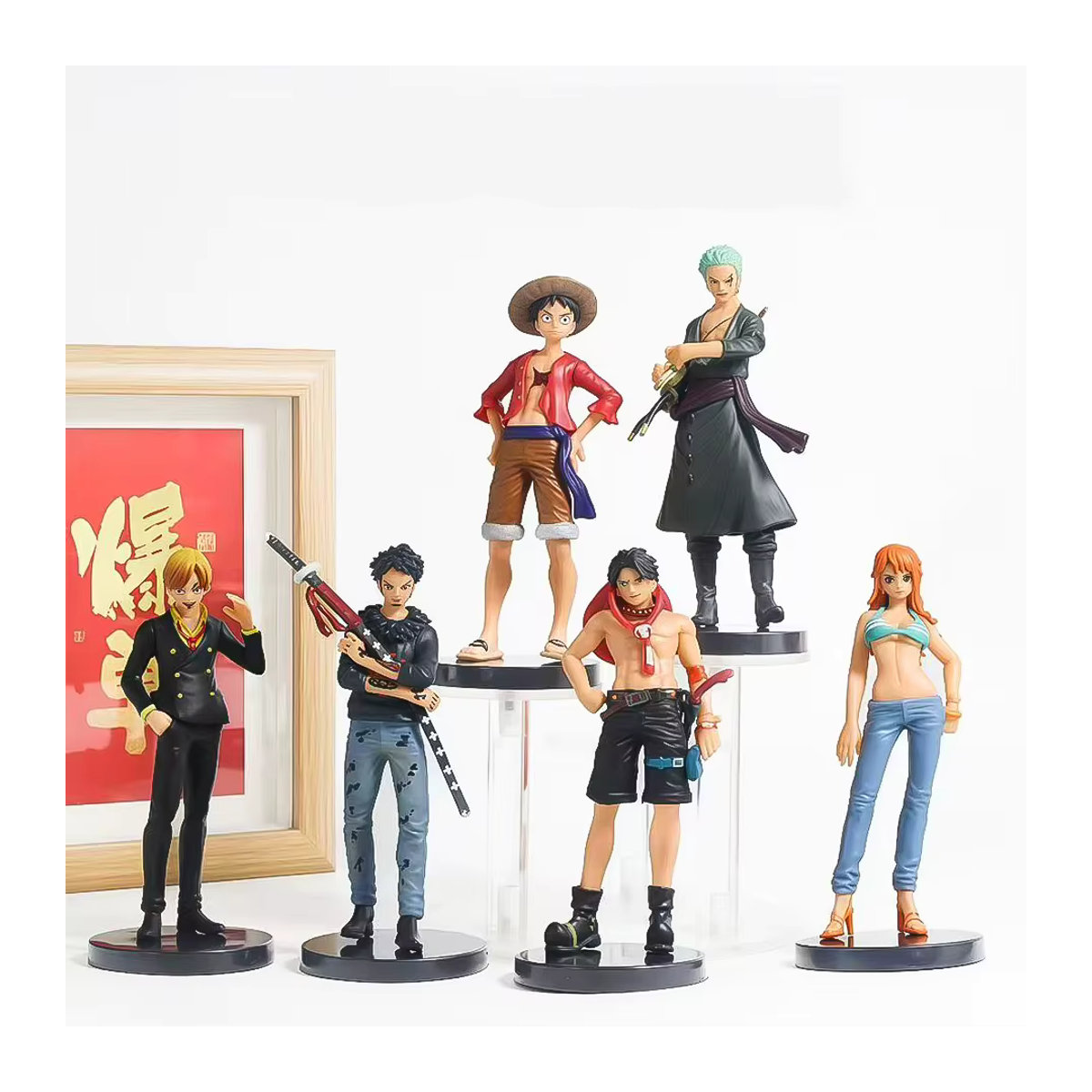 Bandai One Piece Anime Figuren Set Luffy Ace Zoro Sanji Nami aus Kunststoff, mehrfarbig - Bild 2