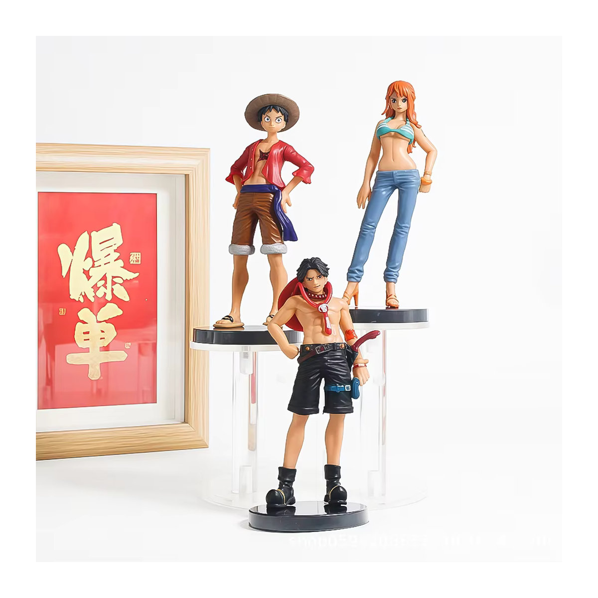 Bandai One Piece Anime Figuren Set Luffy Ace Zoro Sanji Nami aus Kunststoff, mehrfarbig - Bild 3