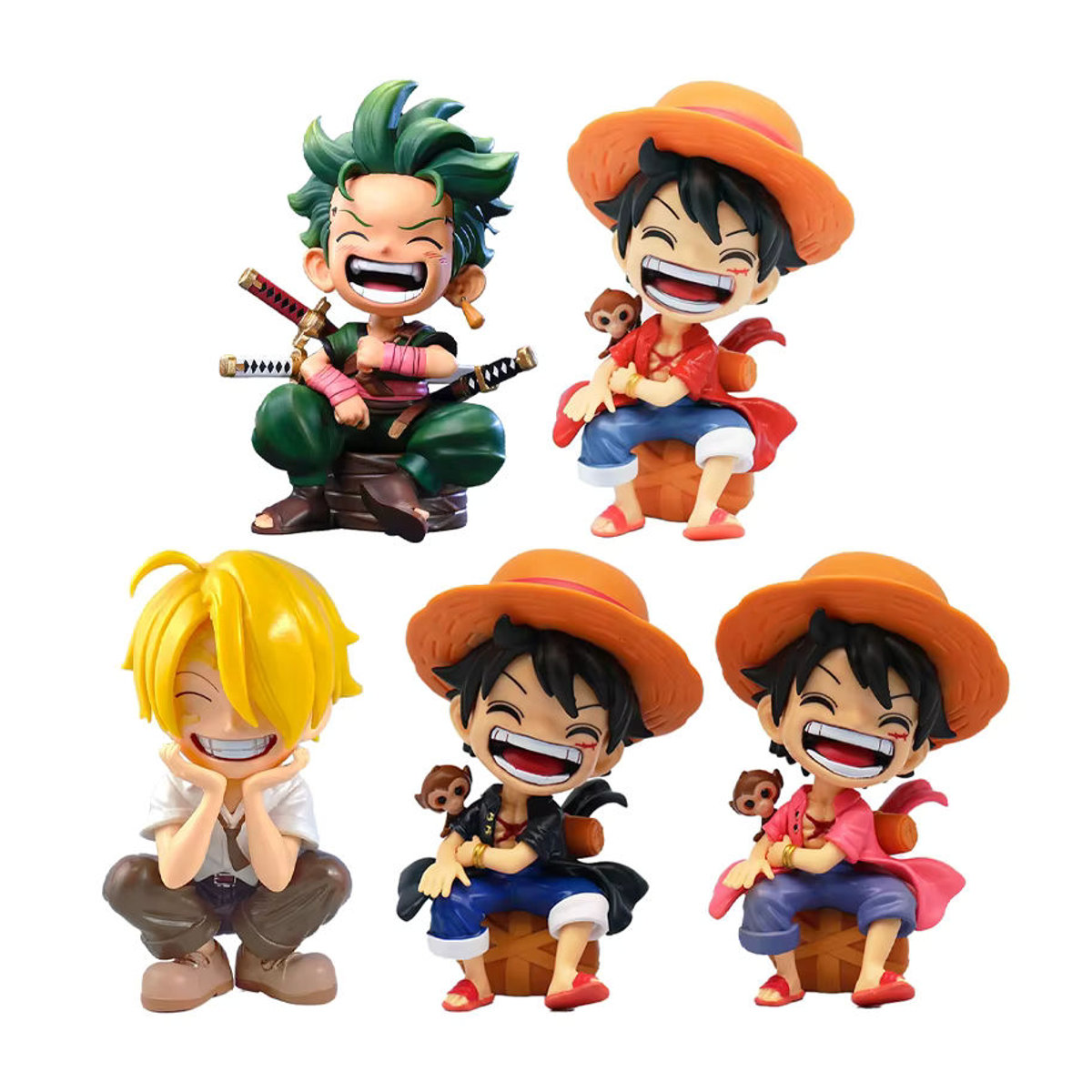 Bandai One Piece Anime Figuren Set Ruffy Sanji Zoro Q-Version aus Kunststoff in Mehrfarbig für deine Desktop-Dekoration - Bild 6