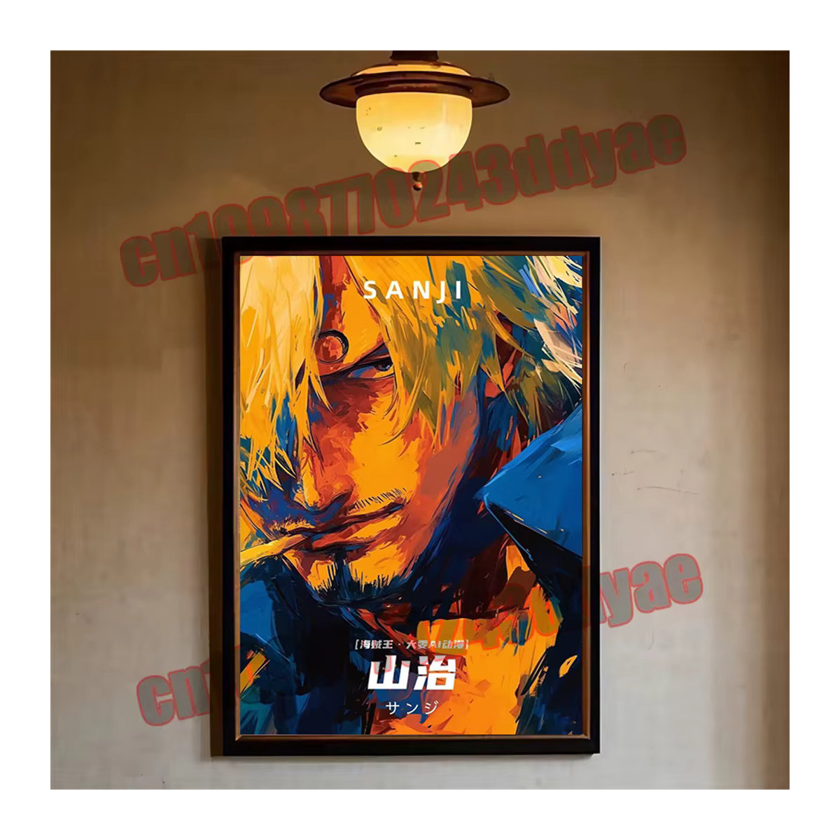 Bandai One Piece Anime Leinwandposter mit Sanji, Ruffy und Zoro in mehrfarbigem Art Deco Design für deine Wandmontage - Bild 2