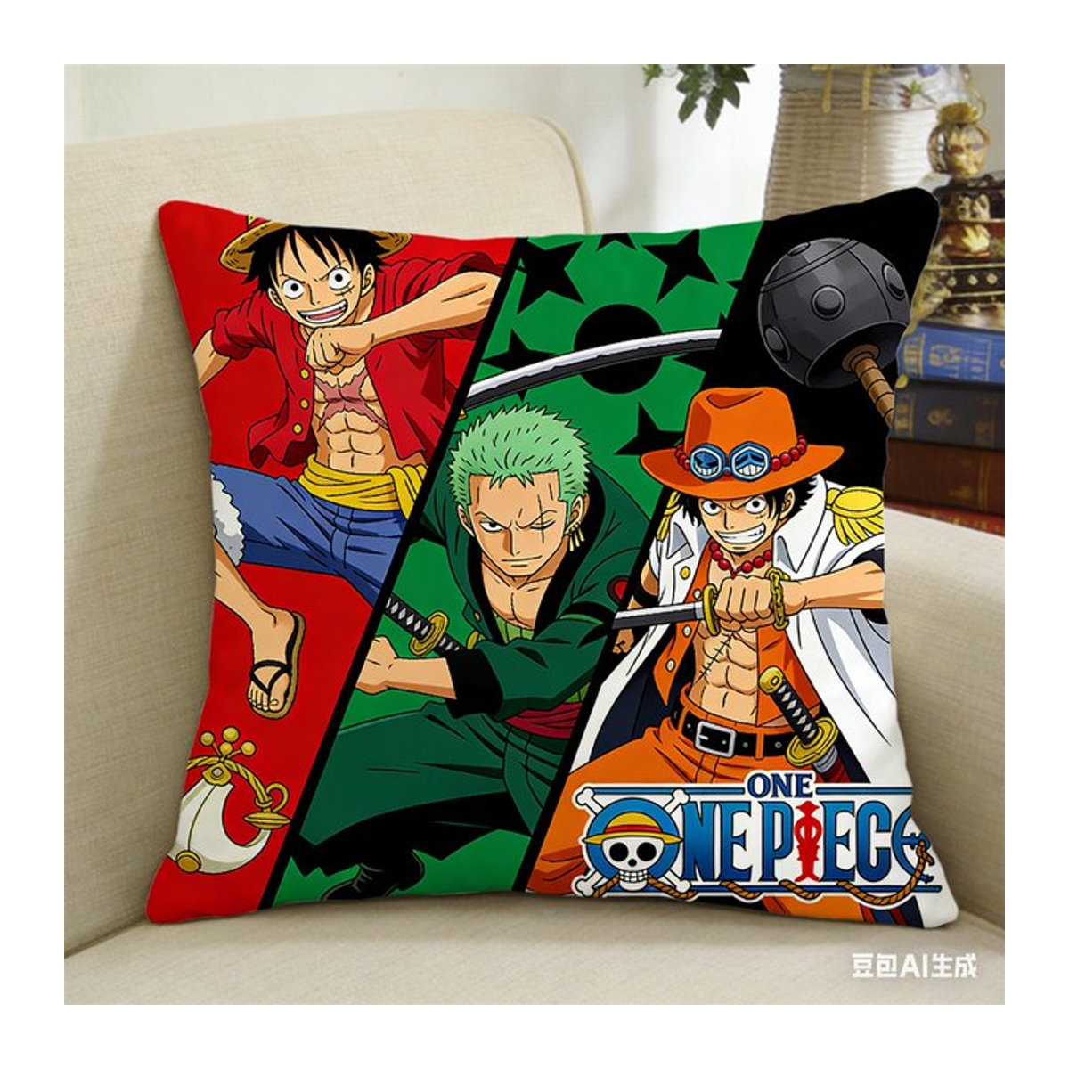 Bandai One Piece Anime-Stil Kissenbezug in Mehrfarbig für Sofa und Wohnzimmer - Bild 1