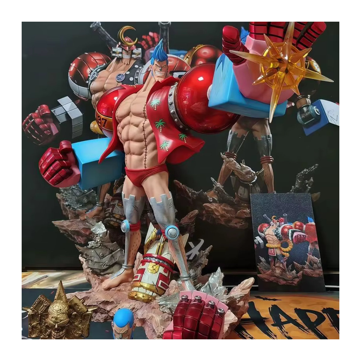Bandai One Piece Franky Doppelköpfige Statue Gk Figur, mehrfarbig, Höhe: 28 cm - Bild 2