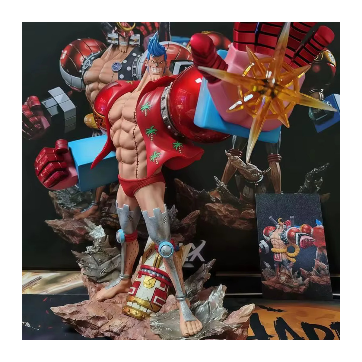 Bandai One Piece Franky Doppelköpfige Statue Gk Figur, mehrfarbig, Höhe: 28 cm - Bild 4