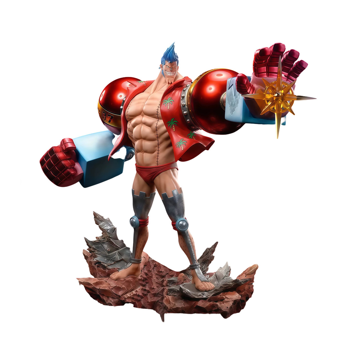 Bandai One Piece Franky Doppelköpfige Statue Gk Figur, mehrfarbig, Höhe: 28 cm - Bild 5