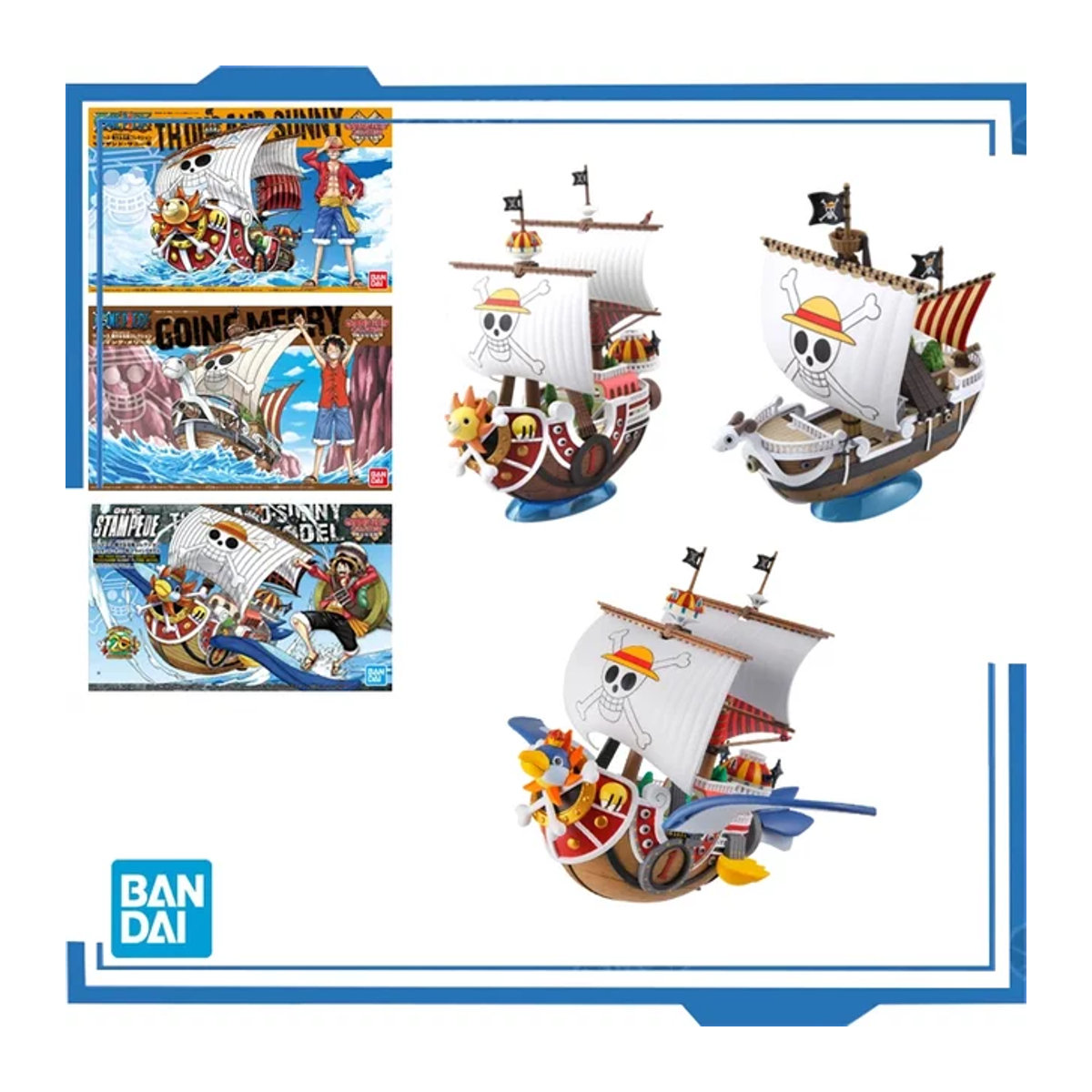Bandai One Piece Grand Ship Collection Anime Thousand Sunny und Going Merry Modellfiguren aus Kunststoff, mehrfarbig - Bild 1