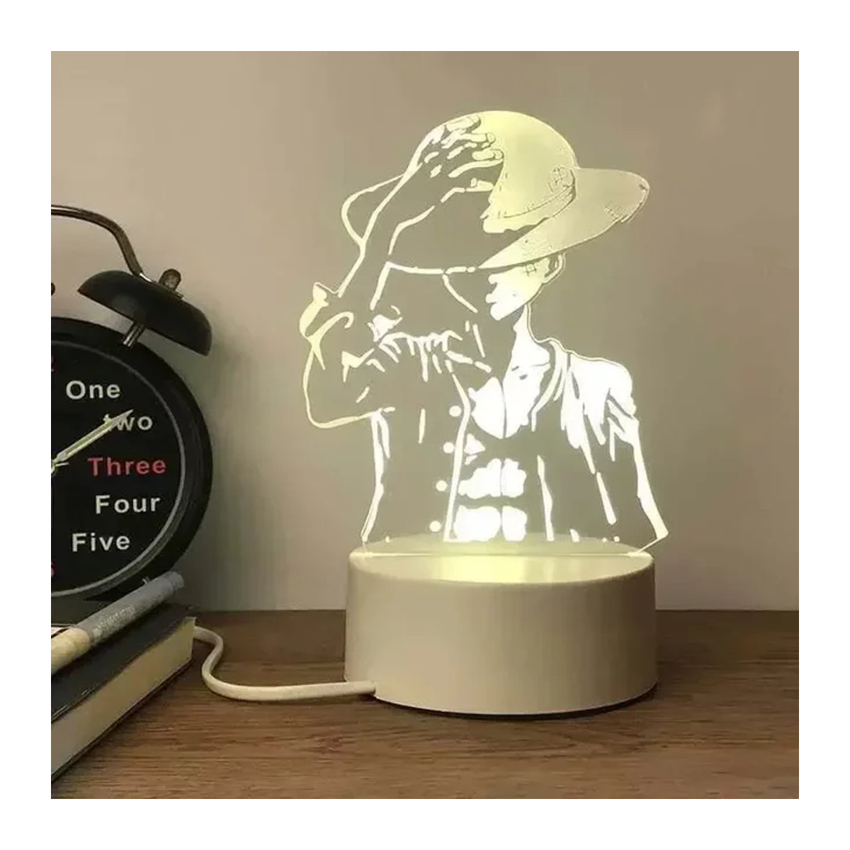 Bandai One Piece LED Nachtlicht mit Roronoa Zoro und Luffy Figuren sowie Piratenschiff Tischlampe in Schwarz und Weiß - Bild 1