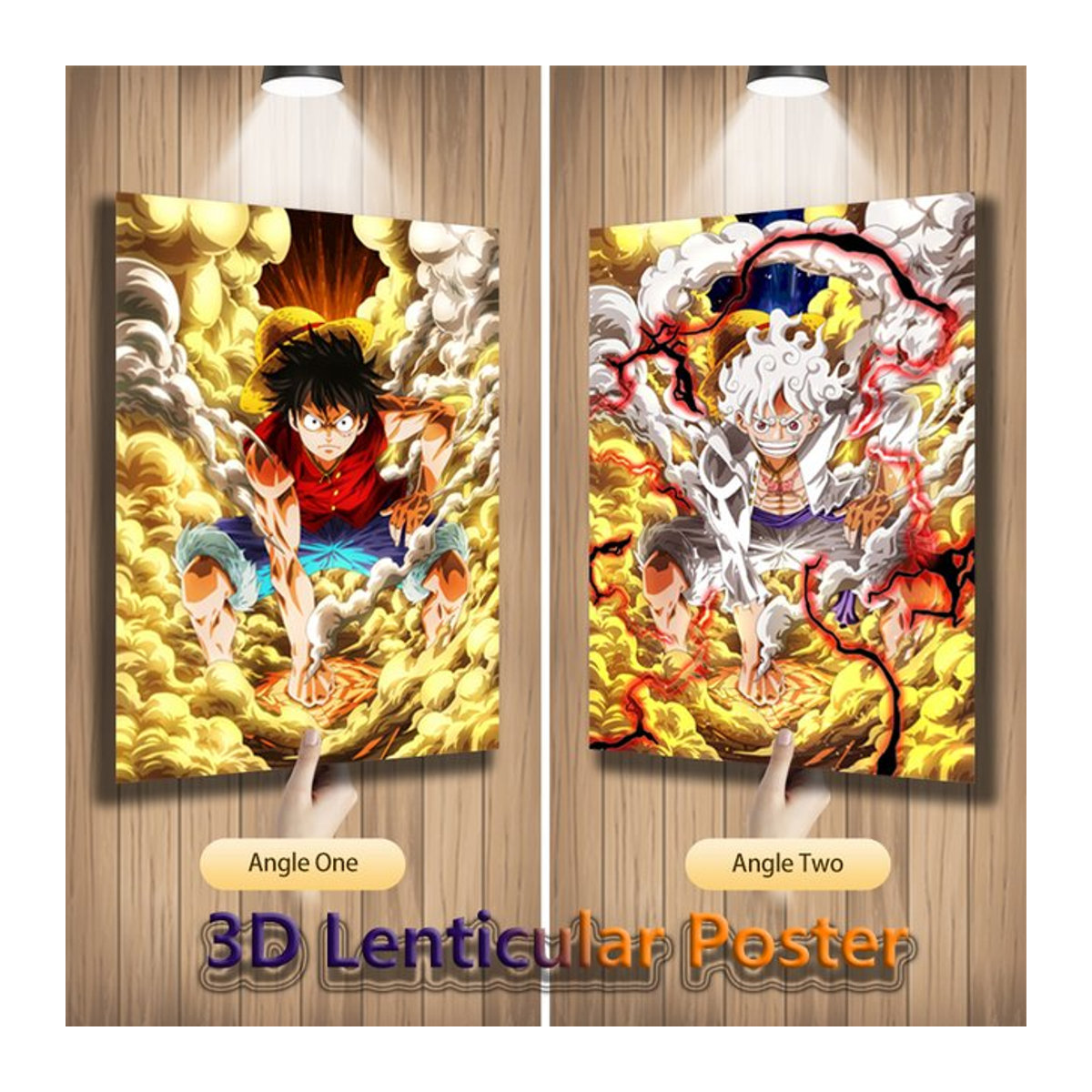 Bandai One Piece Luffy Gear 5 3D Lentikulares Poster, mehrfarbig, Hochformat, B: 29,5 cm, H: 39,5 cm, rahmenlos - Bild 1
