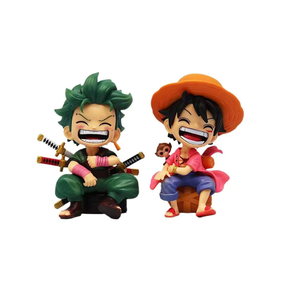 Bandai One Piece Q-Version Figuren Set Ruffy Sanji Zoro in sitzender Position, mehrfarbig aus Kunststoff - Bild 5