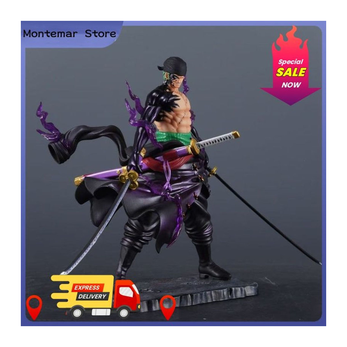Bandai One Piece Roronoa Zoro Actionfigur mit Himmel-Malerei aus Kunststoff, mehrfarbig, Desktop-Dekoration und Sammlermodell - Bild 1