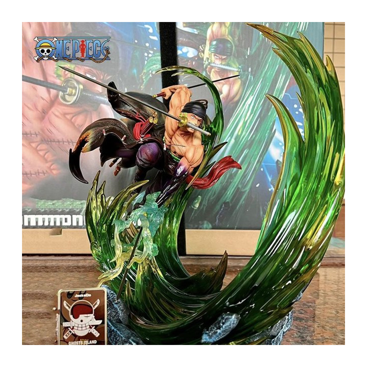 Bandai One Piece Roronoa Zoro Anime Figur aus PVC, Leuchtende Statue Modell, mehrfarbig, Höhe: 24 cm - Bild 1