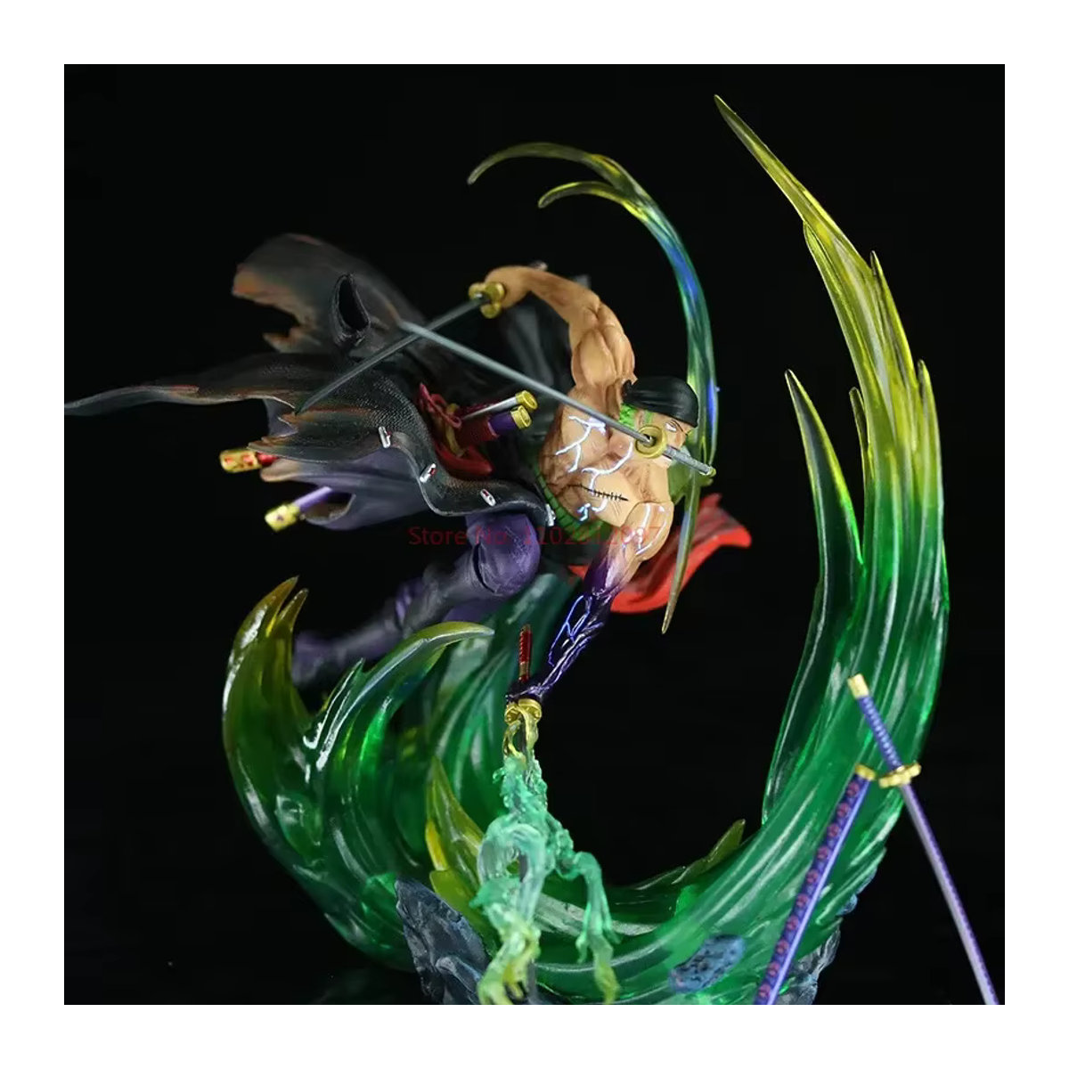 Bandai One Piece Roronoa Zoro Anime Figur aus PVC, Leuchtende Statue Modell, mehrfarbig, Höhe: 24 cm - Bild 2