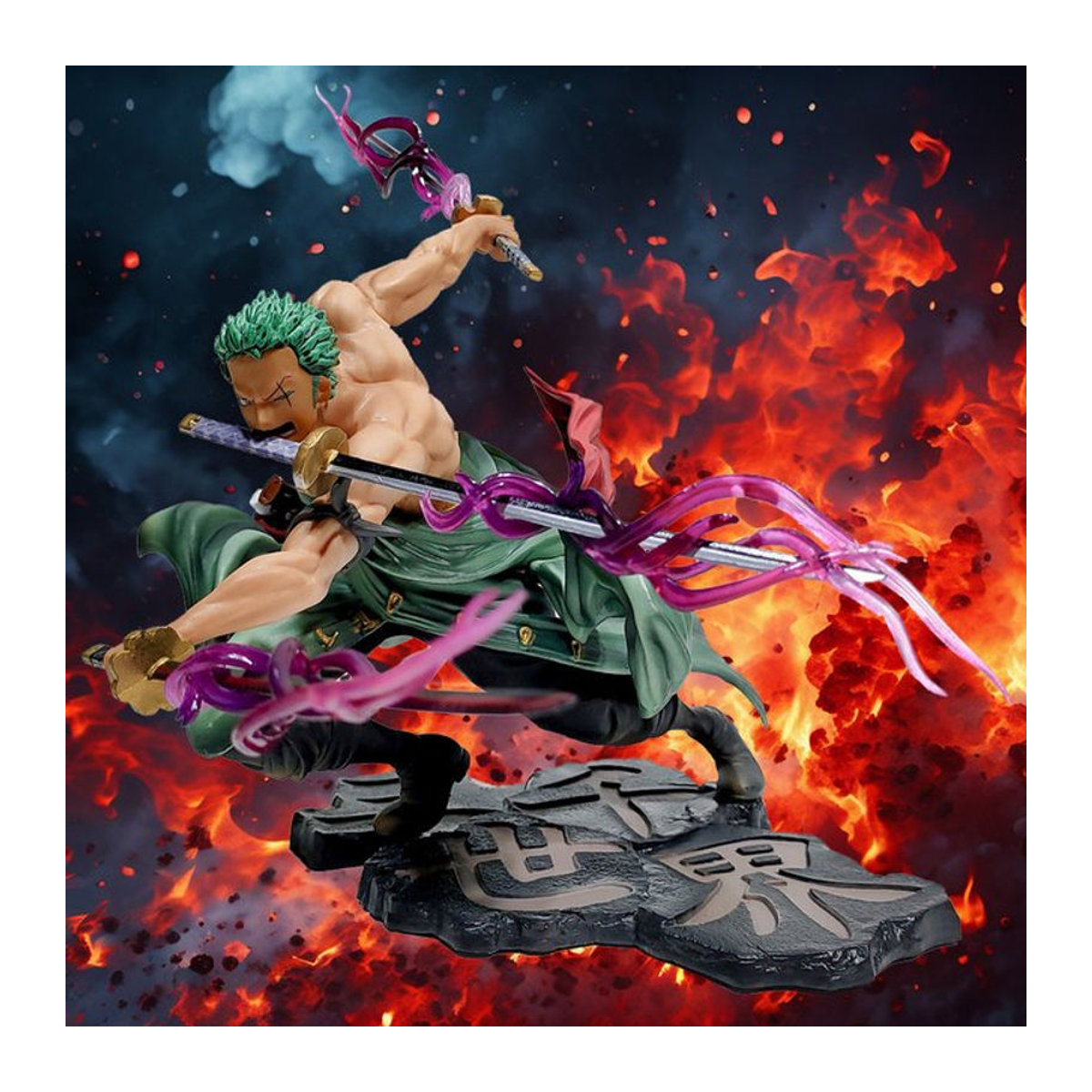 Bandai One Piece Roronoa Zoro Anime-Figur mit Drei-Schwerter-Kampftechnik, mehrfarbig, Höhe: 21 cm - Bild 1