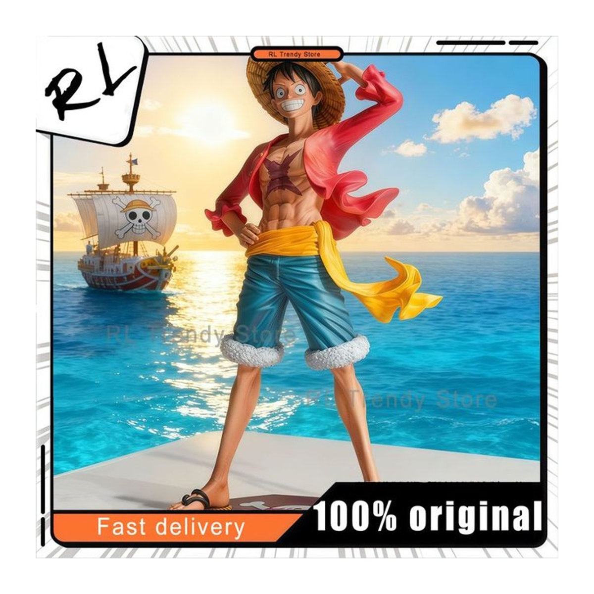 Bandai One Piece Ruffy Anime Figur in stehender Pose, mehrfarbig, Höhe: 24 cm - Bild 1