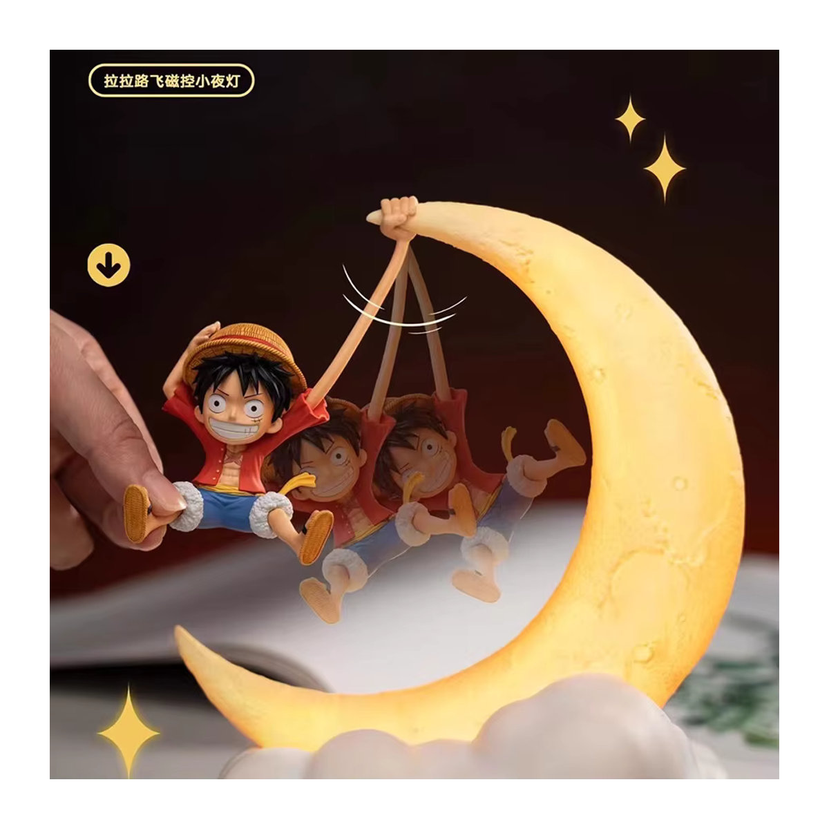 Bandai One Piece Ruffy Anime Nachtlicht mit magnetischer Steuerung als Desktop Dekoration in Gelb - Bild 2