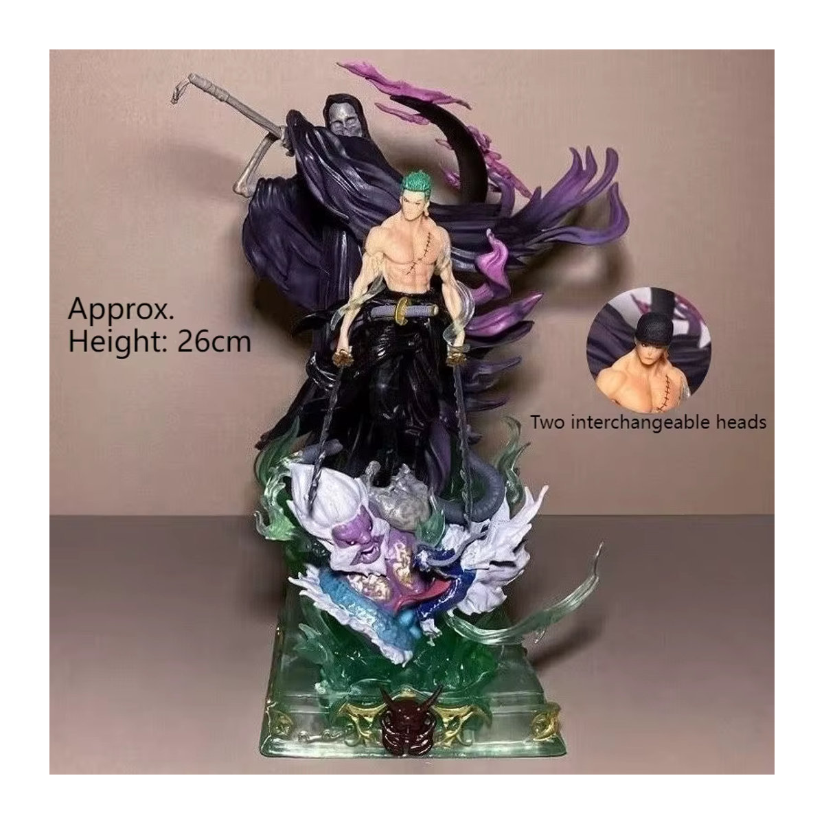 Bandai One Piece Todesgott Roronoa Zoro GK Figur, mehrfarbige Anime Statue aus Kunststoff, Höhe: 26 cm - Bild 2