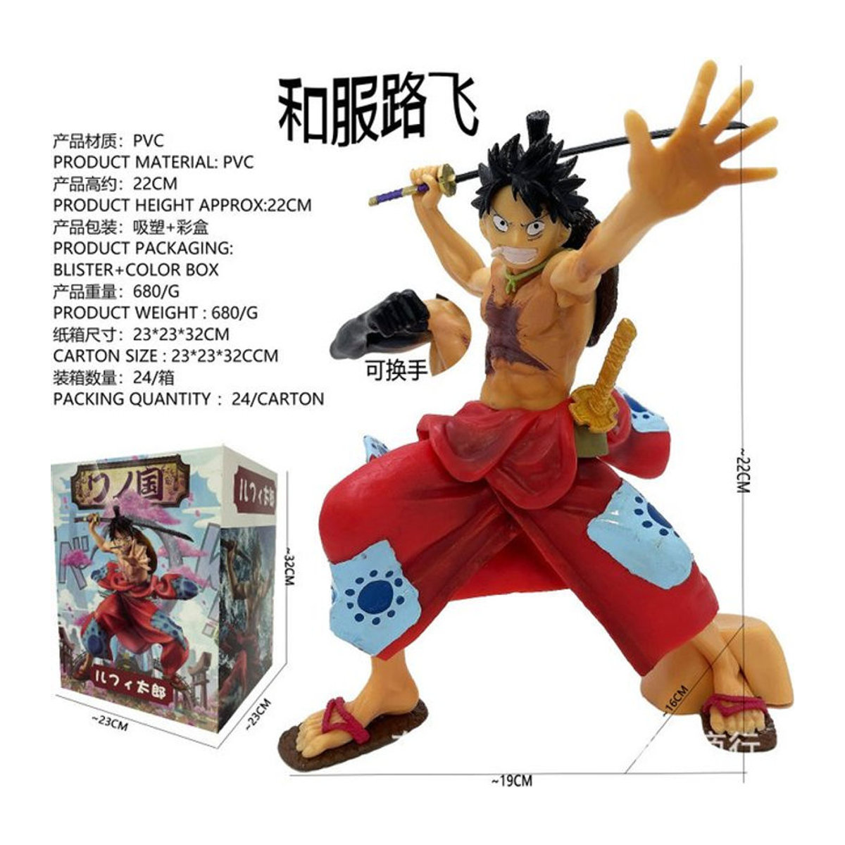 Bandai One Piece und das Land des Kimono Ruffy Modellfigur aus Kunststoff, mehrfarbig - Bild 1