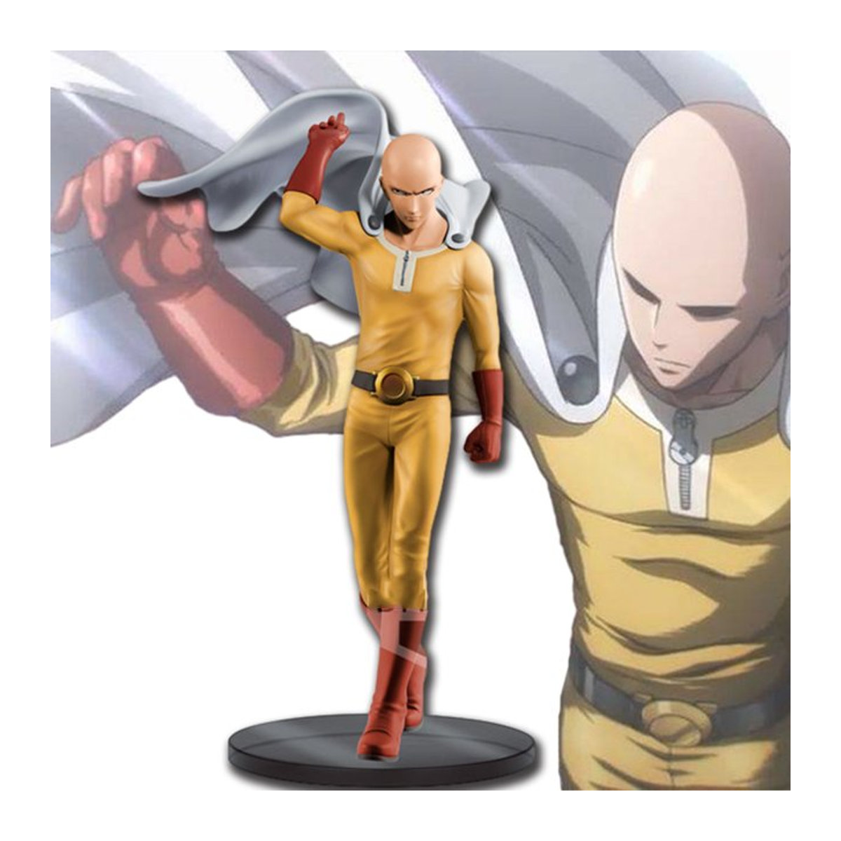 Bandai One Punch Man Anime Figur Saitama und Tatsumaki als stehende PVC Sammelfigur, Höhe: 18 cm, Farbe: Gelb - Bild 1