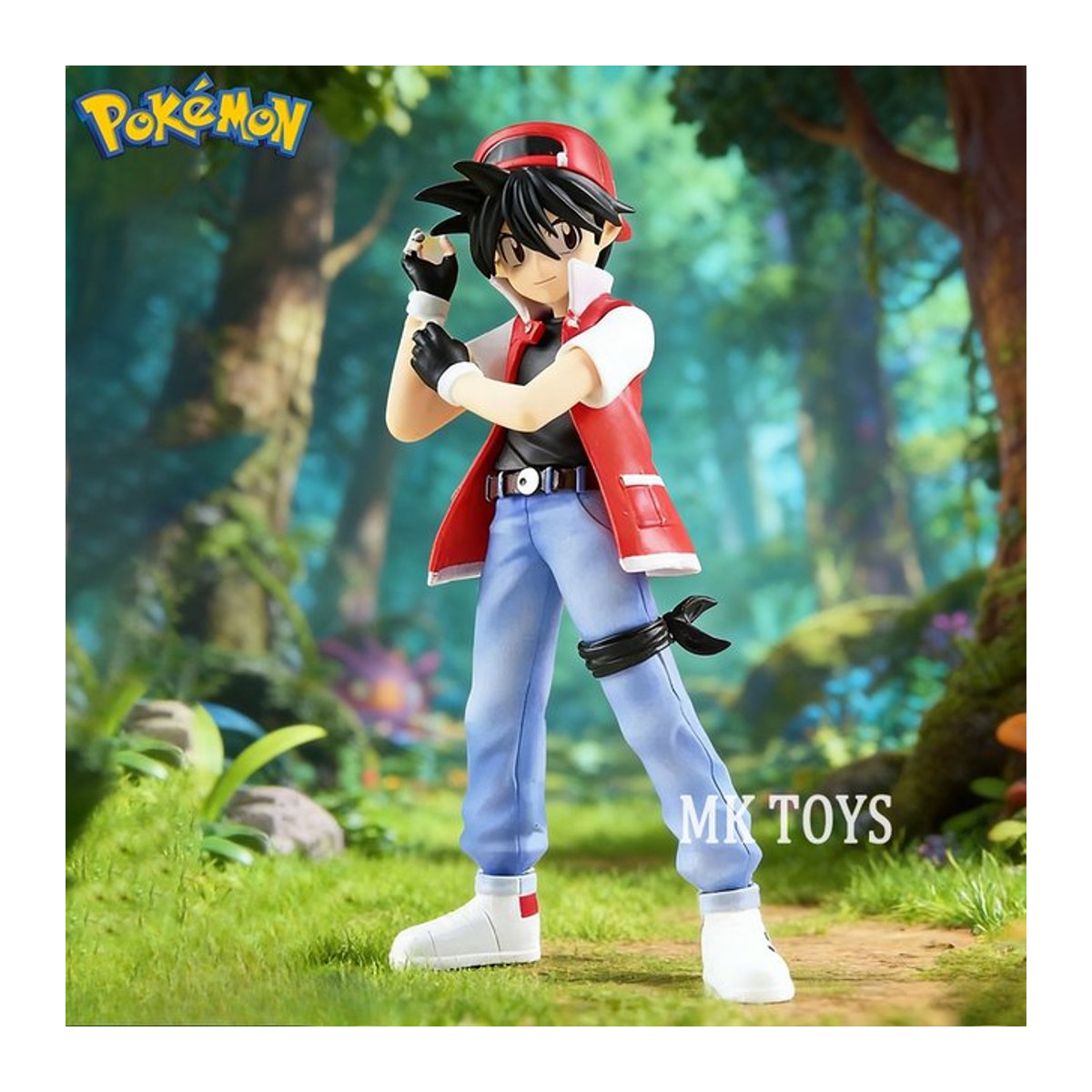 Bandai Pokémon Anime Figur Ash Ketchum in Rot, Sammlermodell aus Kunststoff für Kinder, Höhe: 8 cm - Bild 1